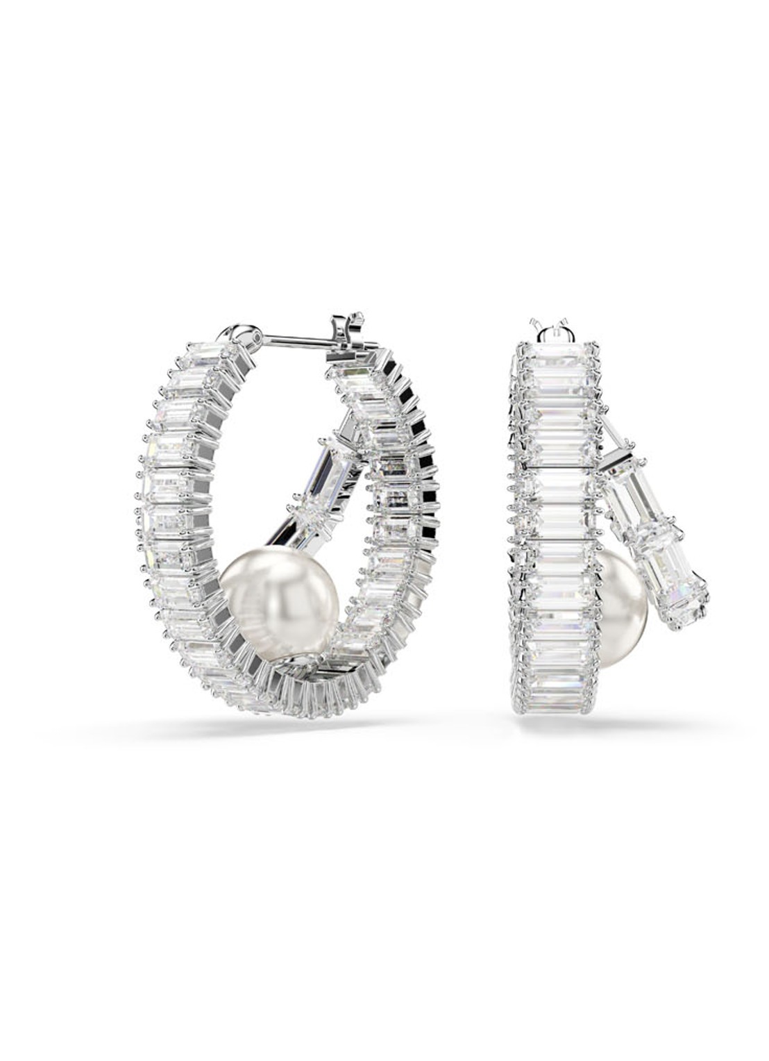 Swarovski SS25 Capsule oorringen met kristal  - voorkant zilver