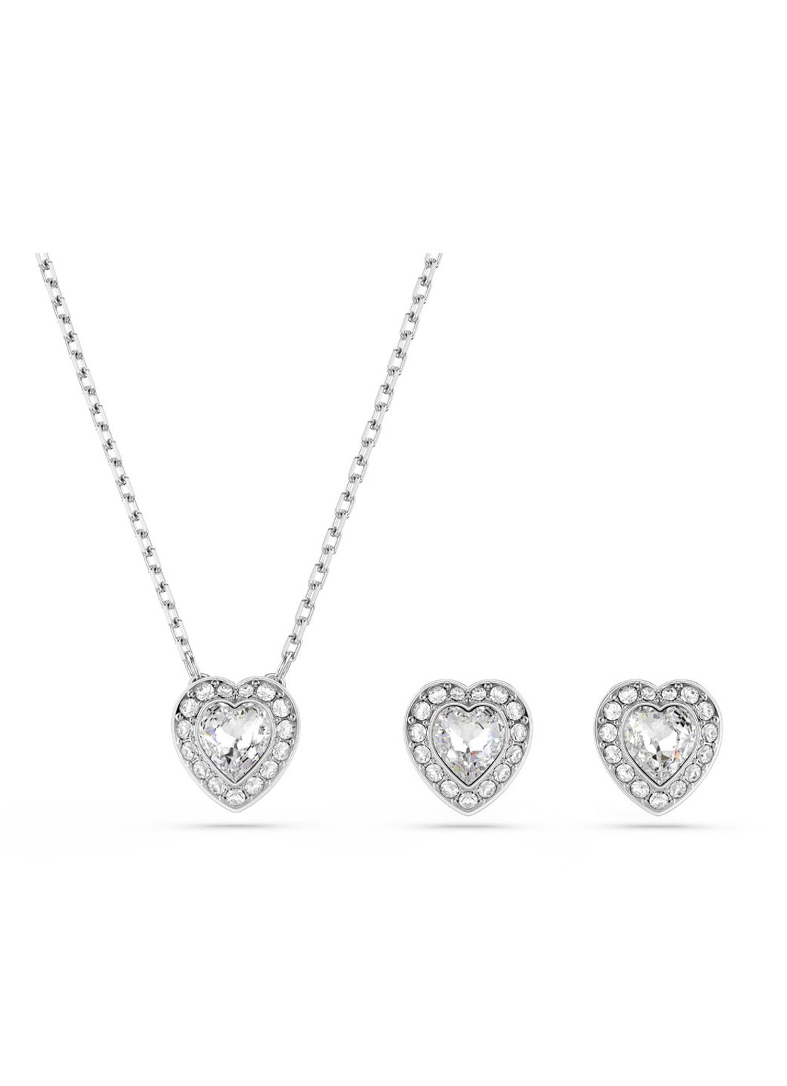 Swarovski SS25 Capsule set van ketting en oorknopjes met kristal - voorkant zilver