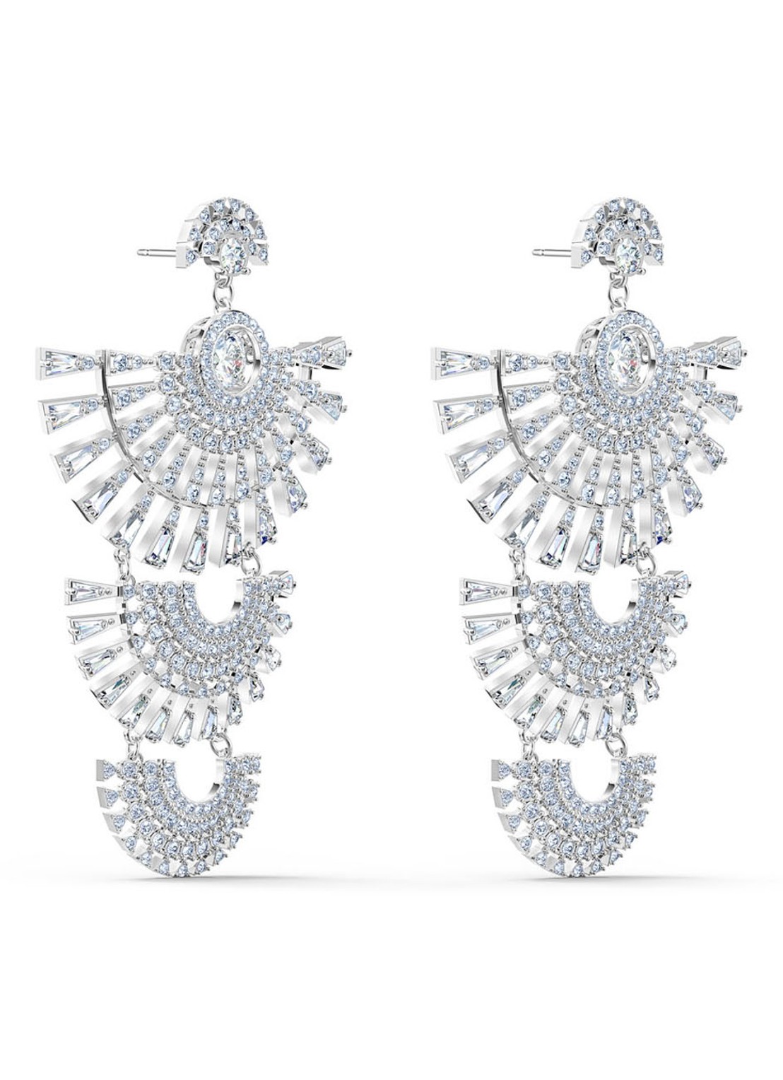 Swarovski Statement oorbellen met kristal - detail 2 zilver