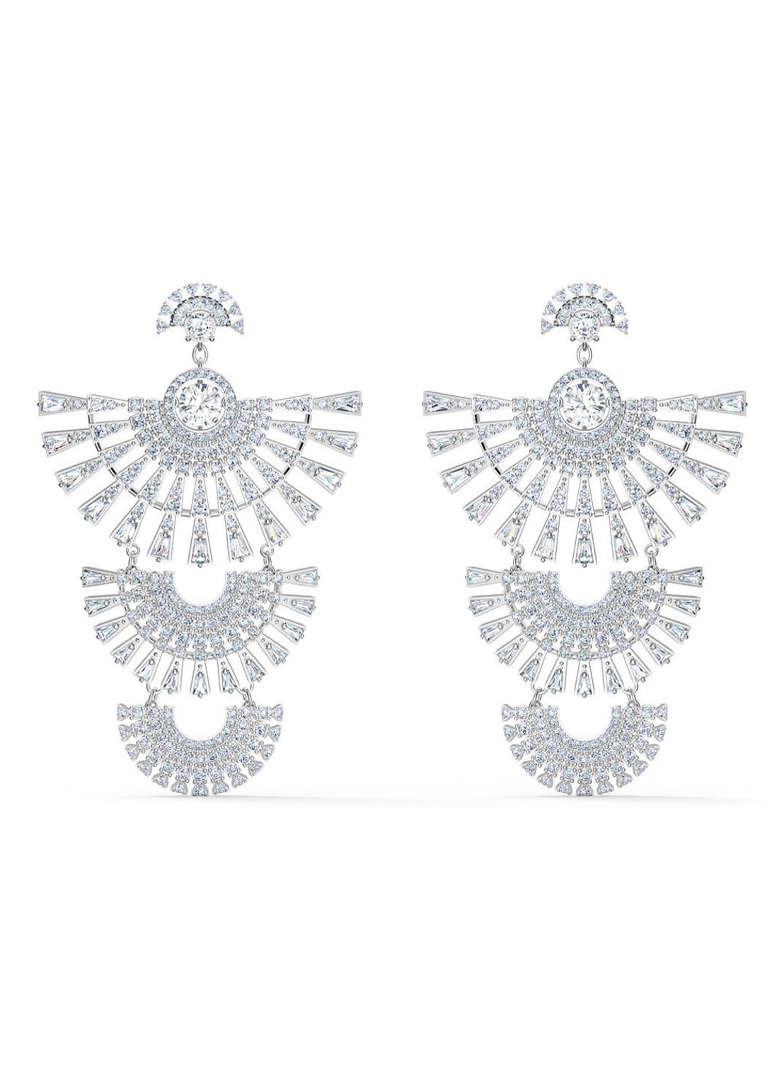Swarovski Statement oorbellen met kristal - voorkant 3 zilver