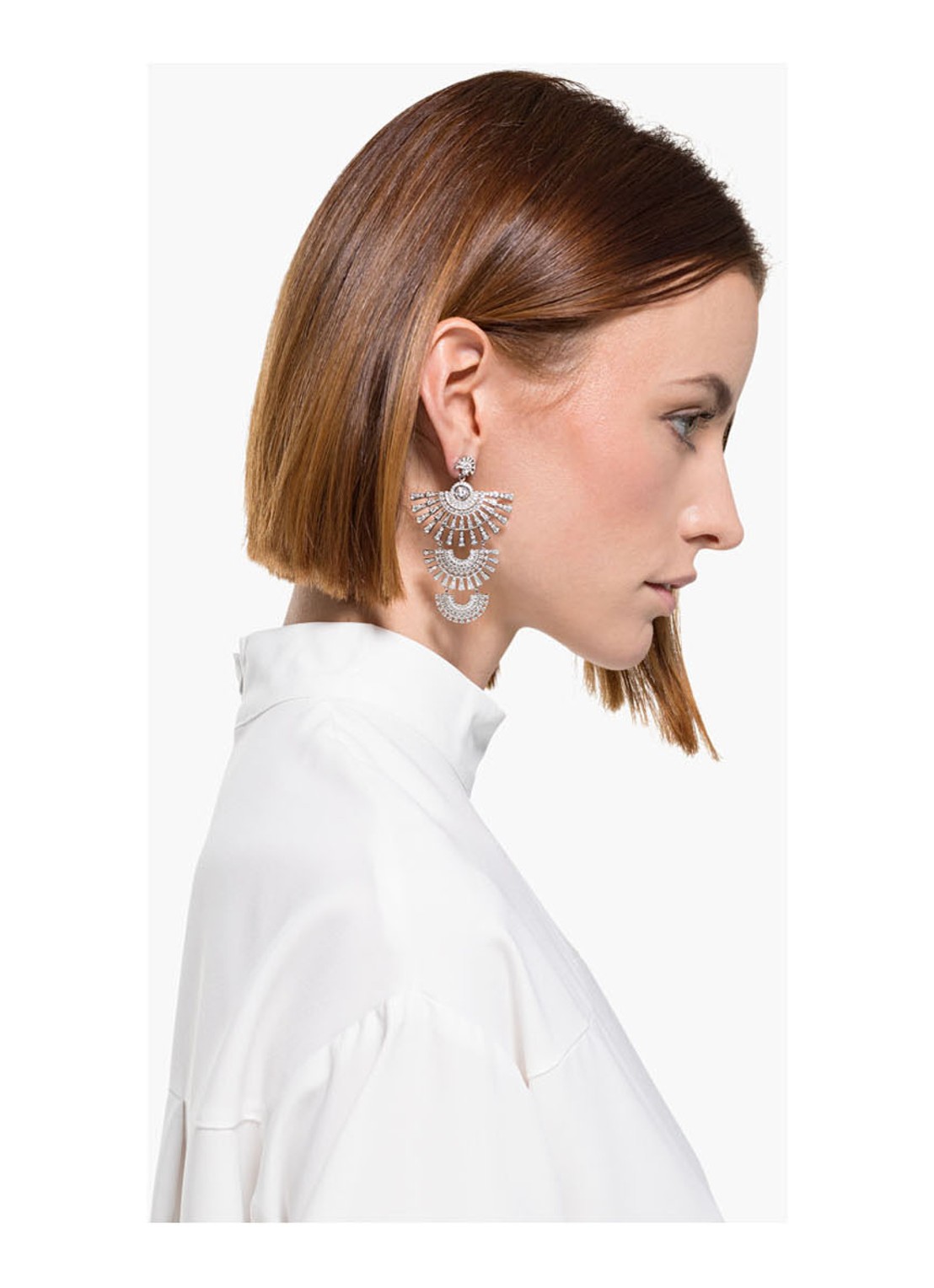 Swarovski Statement oorbellen met kristal - voorkant 4 zilver