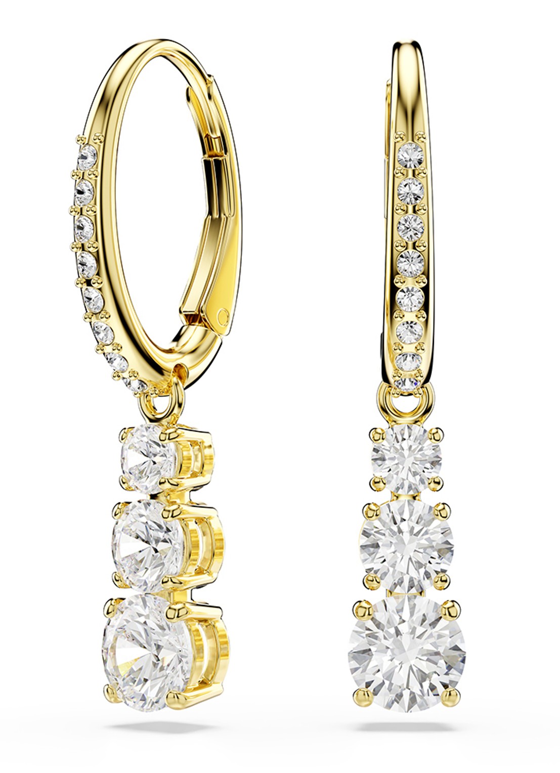 Swarovski Stilla oorringen met zirkonia - voorkant goud