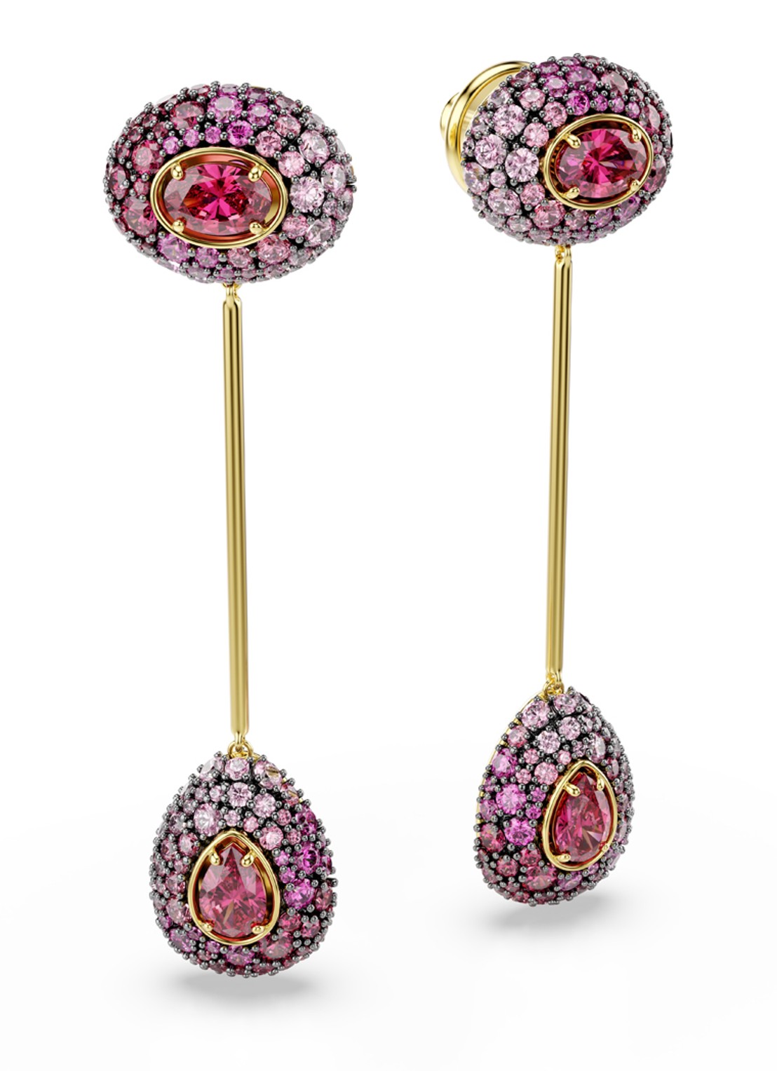 Swarovski Sublima oorstekers verguld  - detail 2 rood