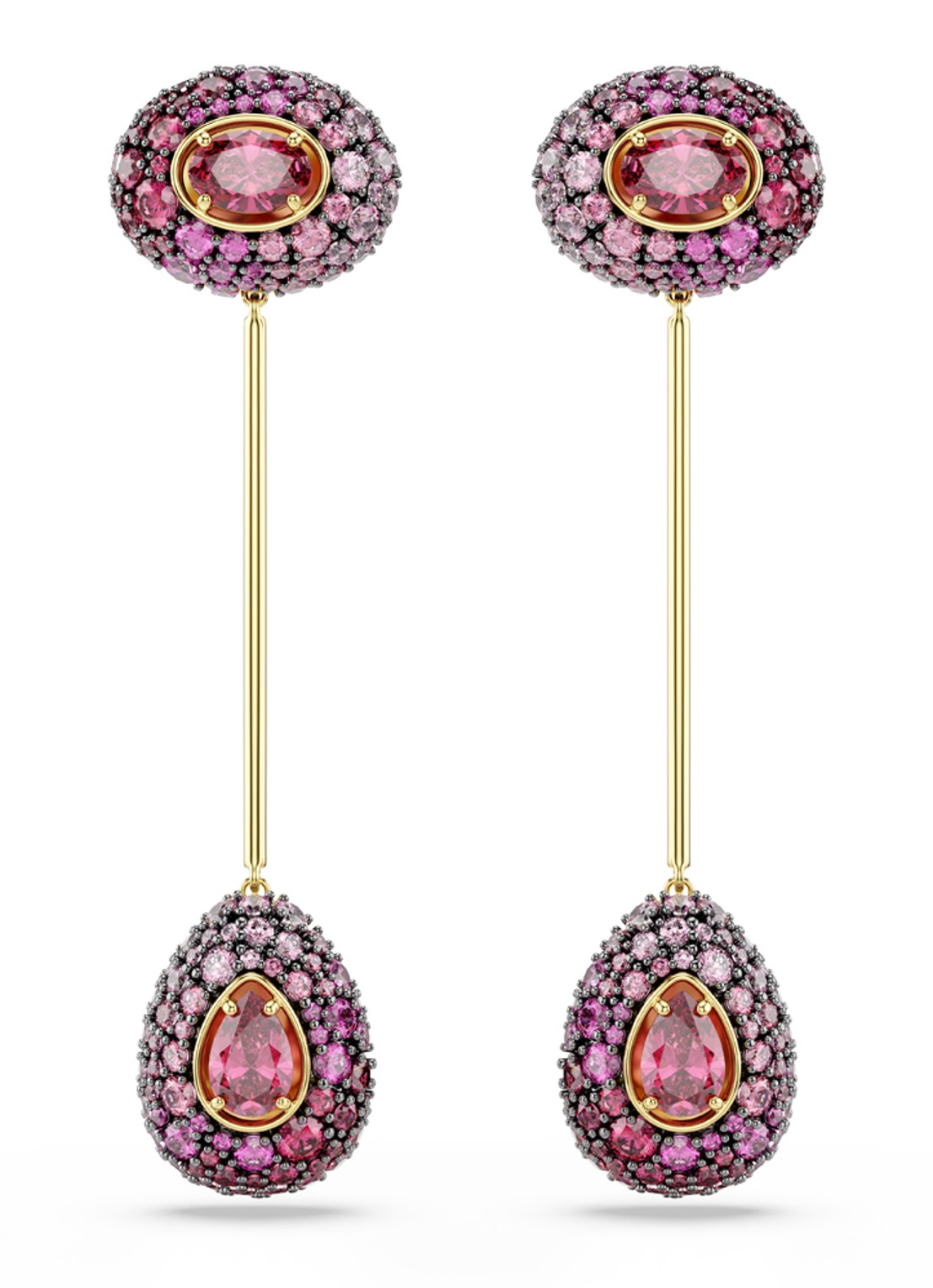 Swarovski Sublima oorstekers verguld  - voorkant 4 rood