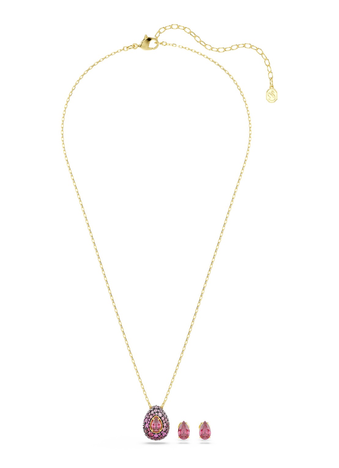 Swarovski Sublima set van ketting en oorknopjes met kristal - detail goud
