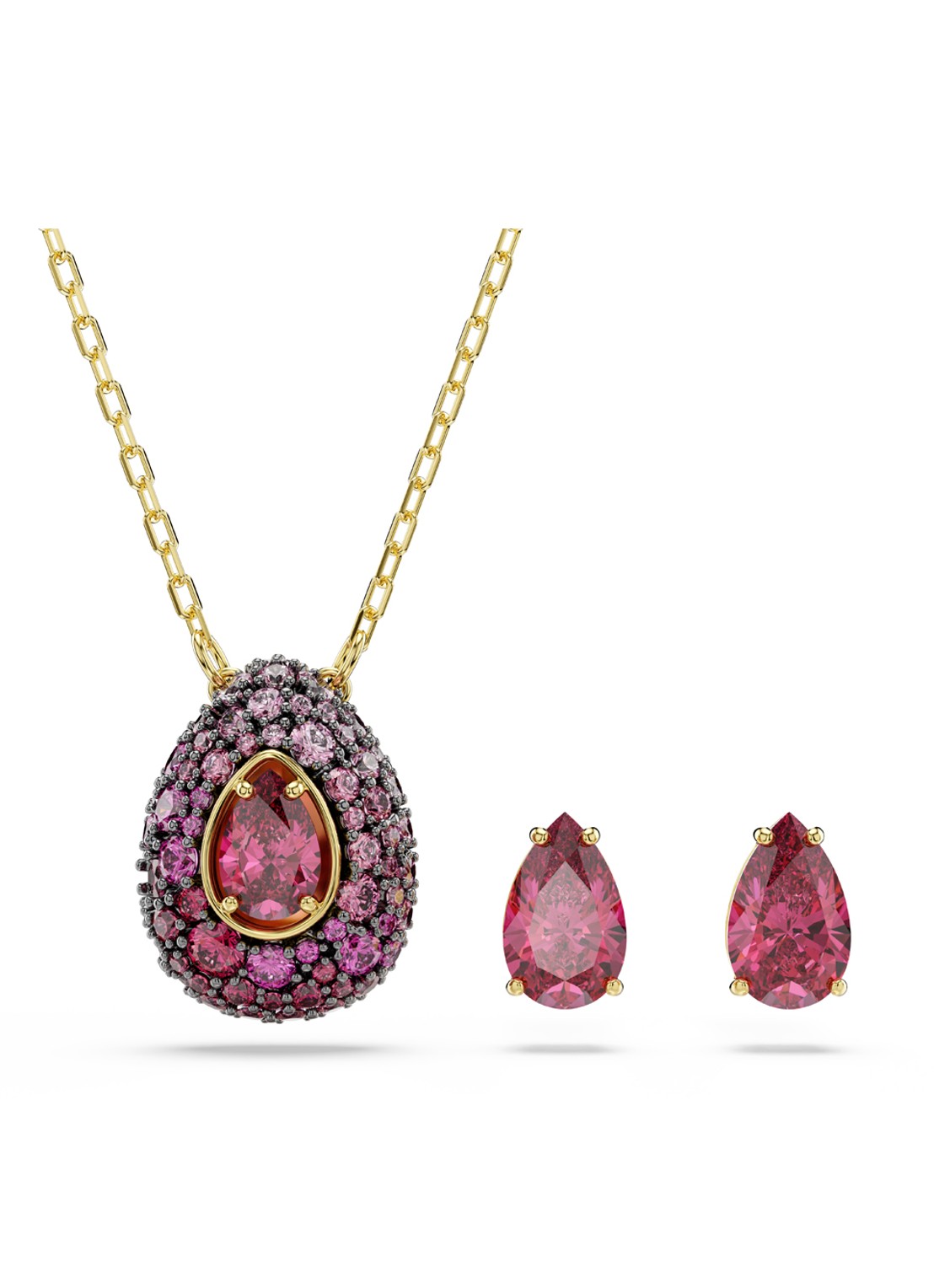 Swarovski Sublima set van ketting en oorknopjes met kristal - voorkant 6 goud