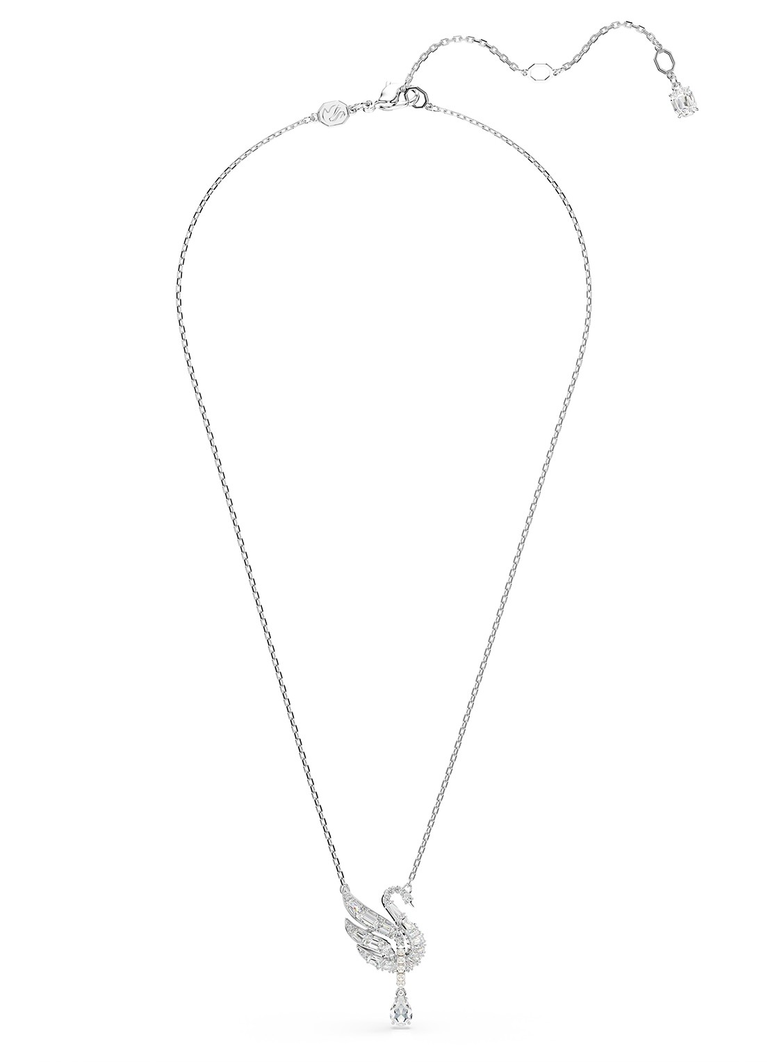 Swarovski Swan ketting met zirkonia - detail zilver