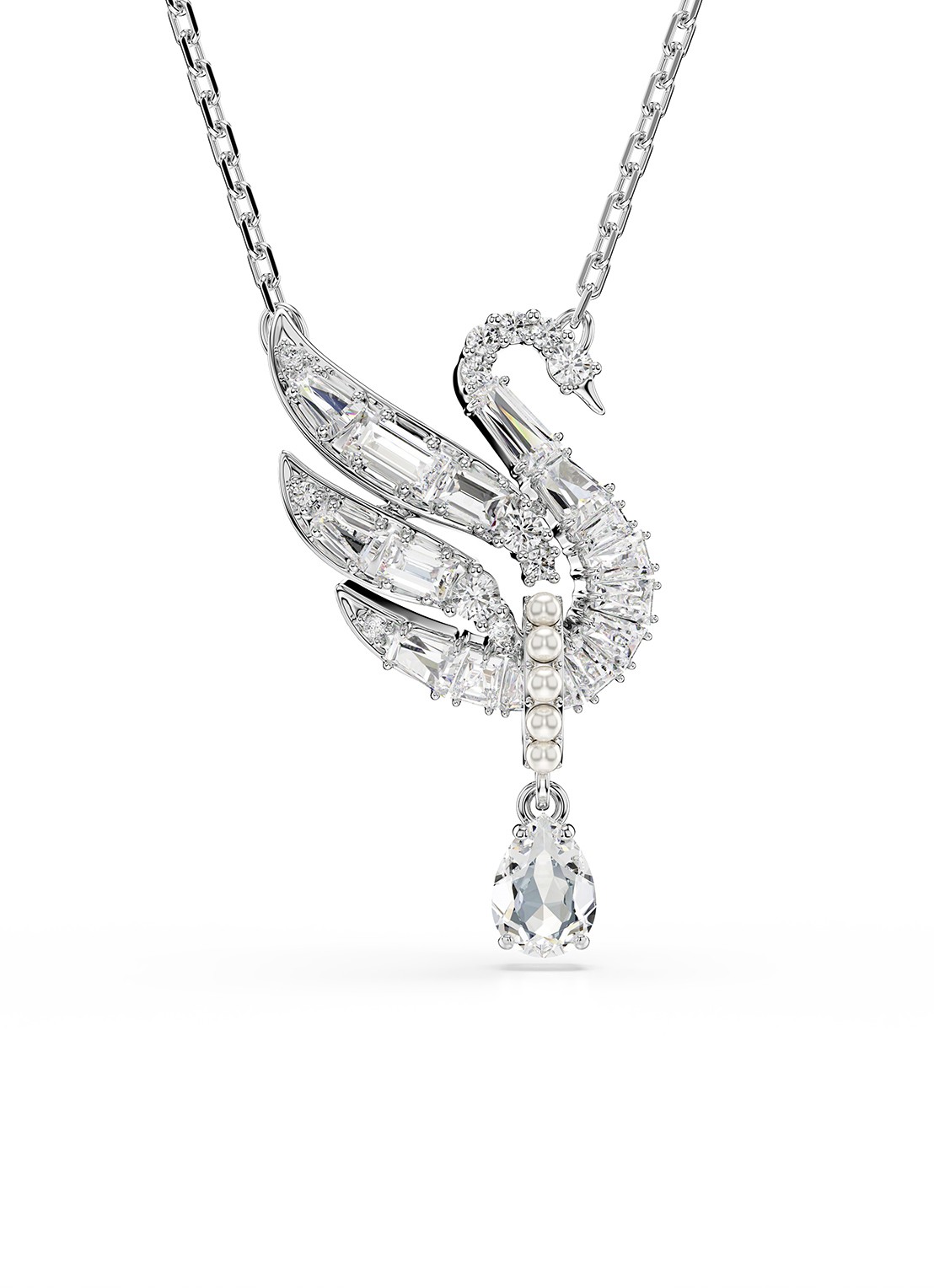 Swarovski Swan ketting met zirkonia - voorkant 5 zilver