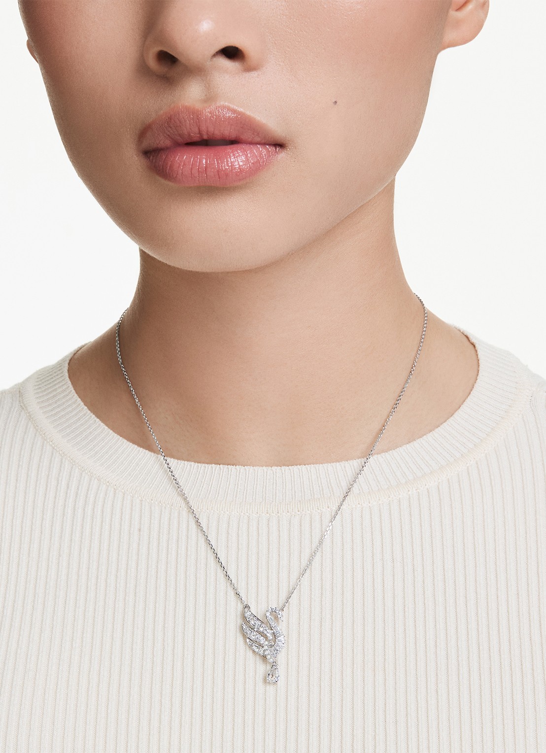 Swarovski Swan ketting met zirkonia - voorkant 6 zilver