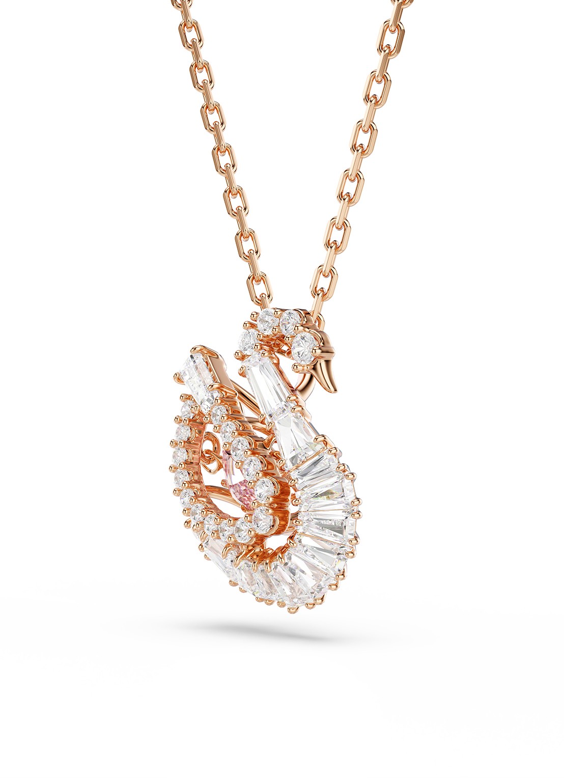 Swarovski Swan ketting met zirkonia - detail 2 roségoud
