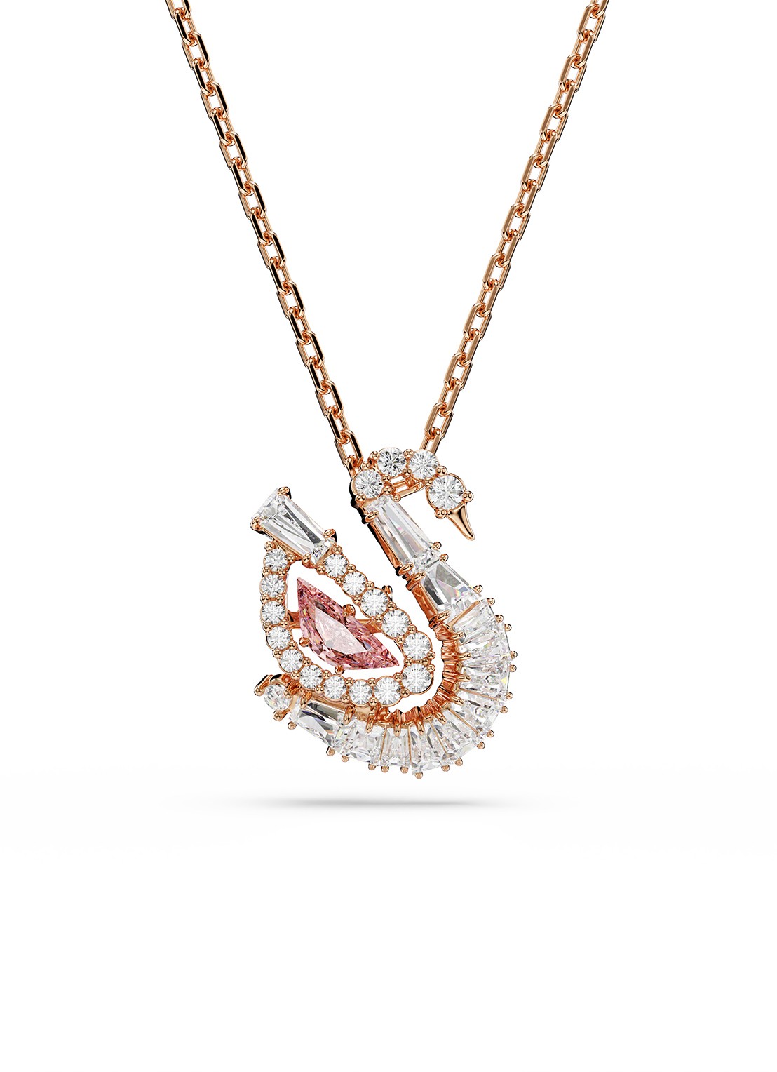 Swarovski Swan ketting met zirkonia - voorkant 5 roségoud