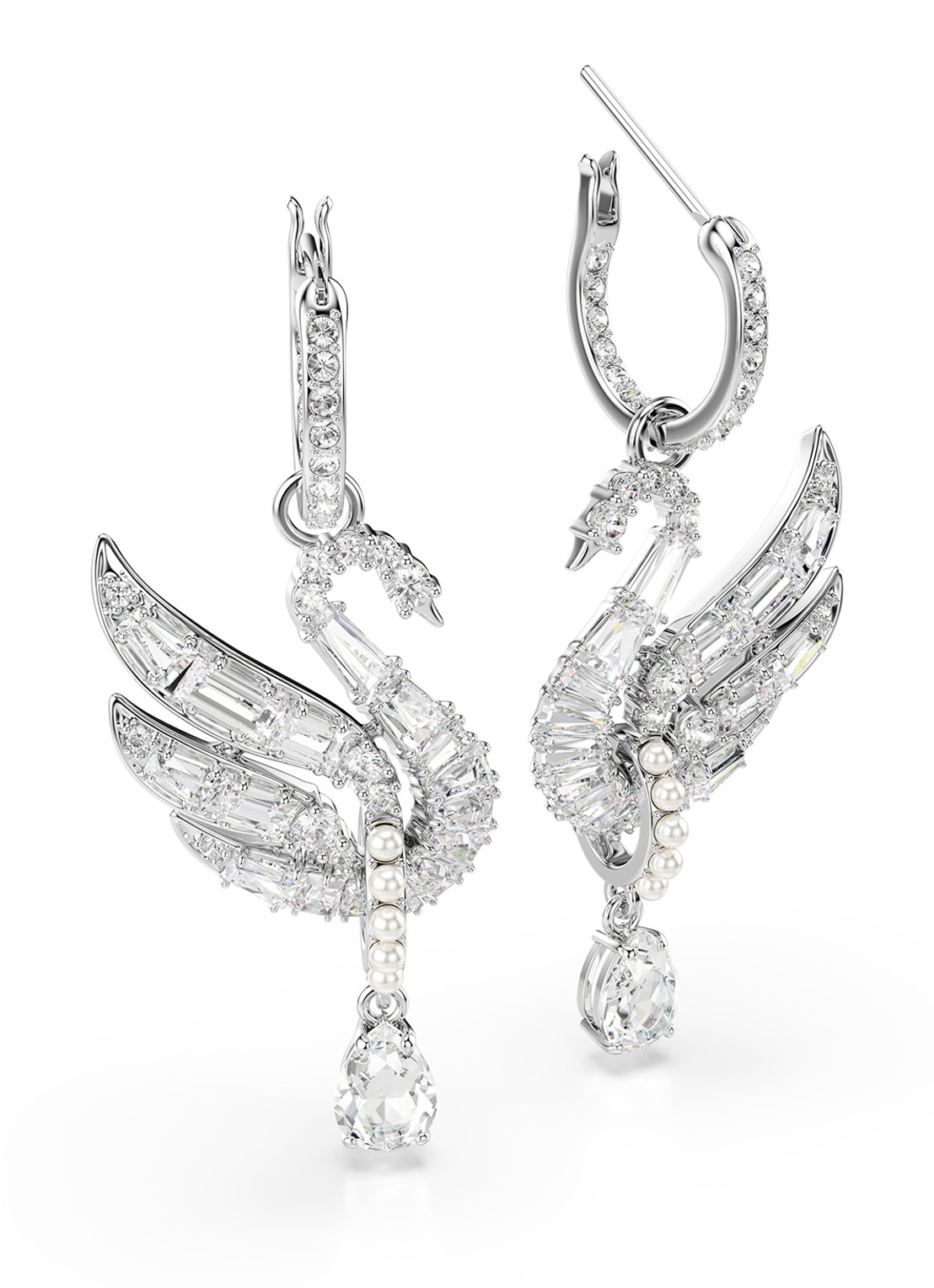 Swarovski Swan oorhangers met zirkonia - detail 2 zilver