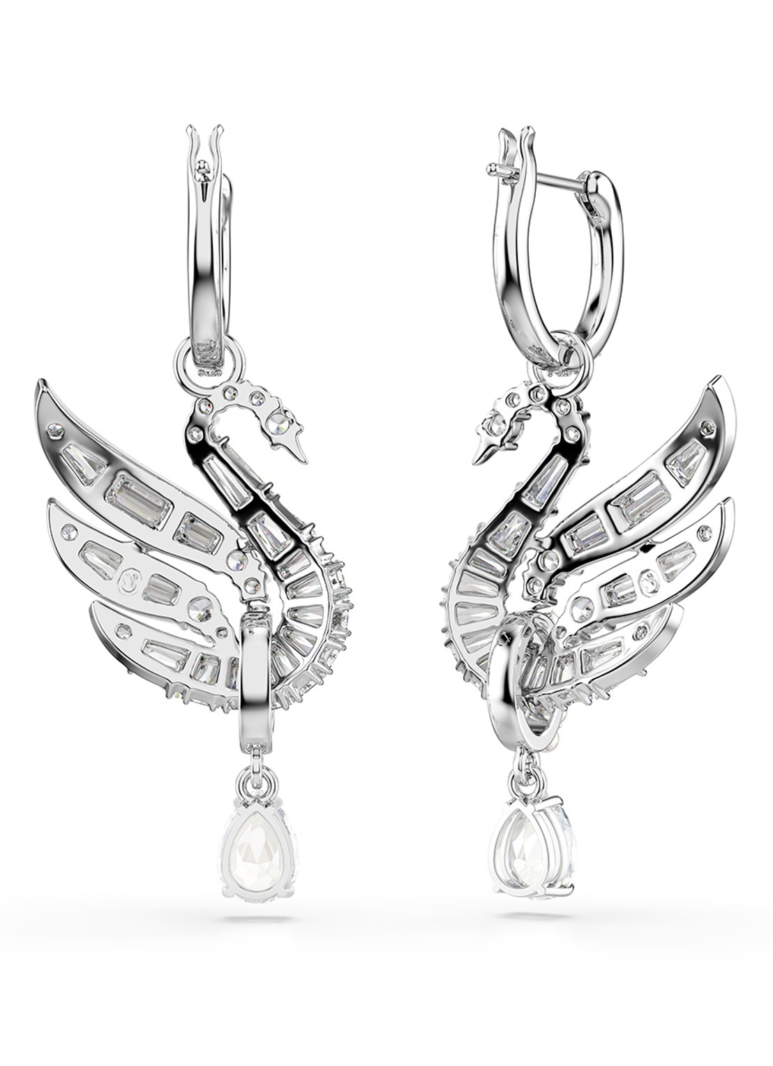 Swarovski Swan oorhangers met zirkonia - detail 3 zilver