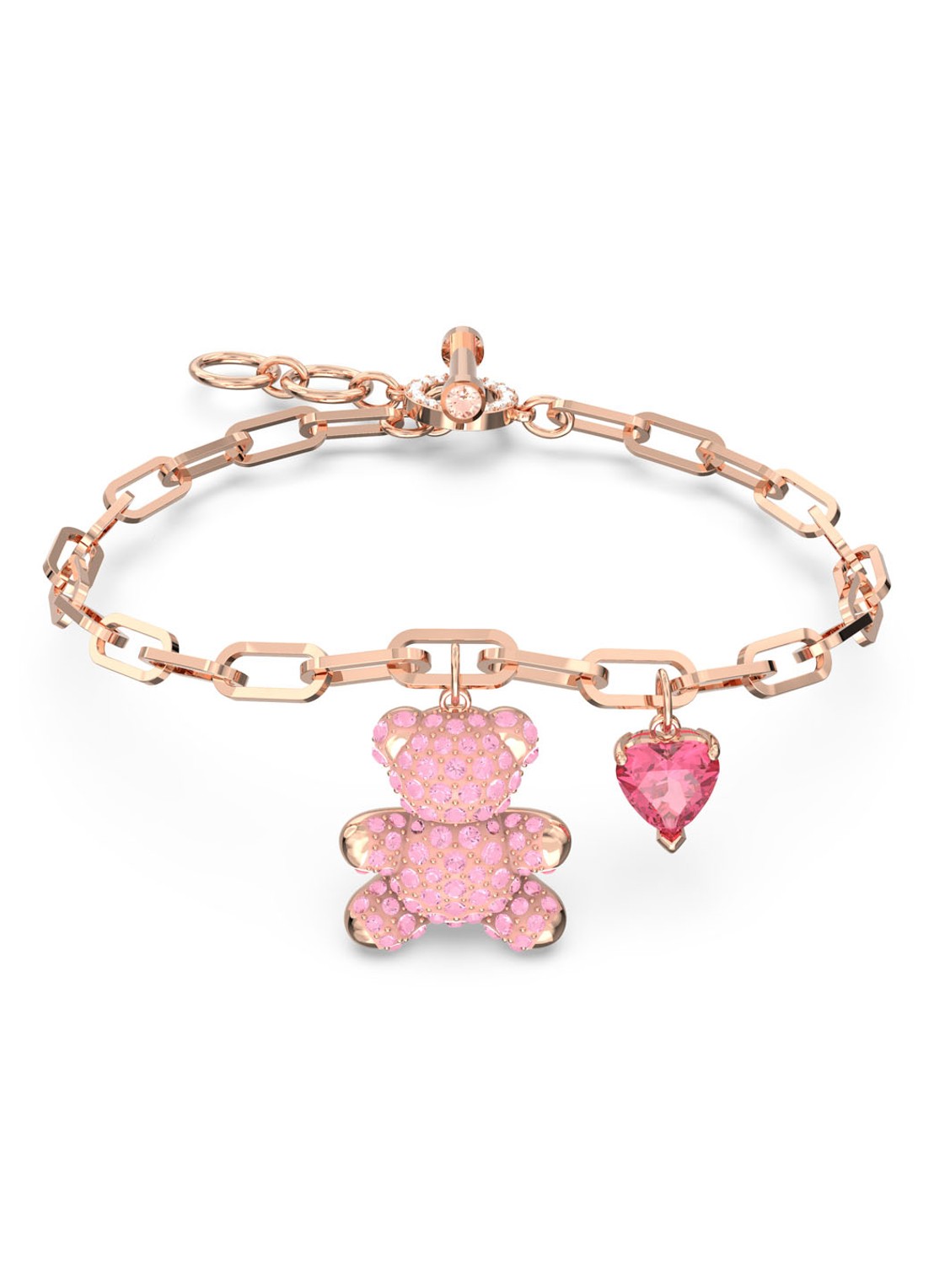 Swarovski Teddy schakelarmband met kristal - voorkant roségoud