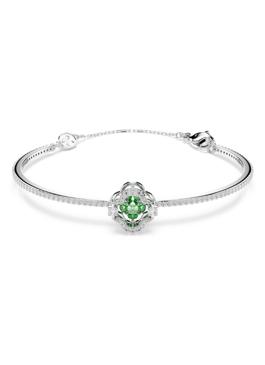 Swarovski Una bangle met kristal M - voorkant groen