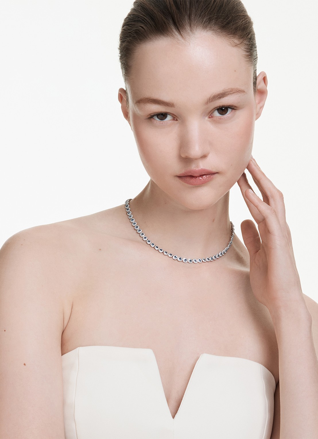 Swarovski Una ketting met kristal - voorkant 6 zilver