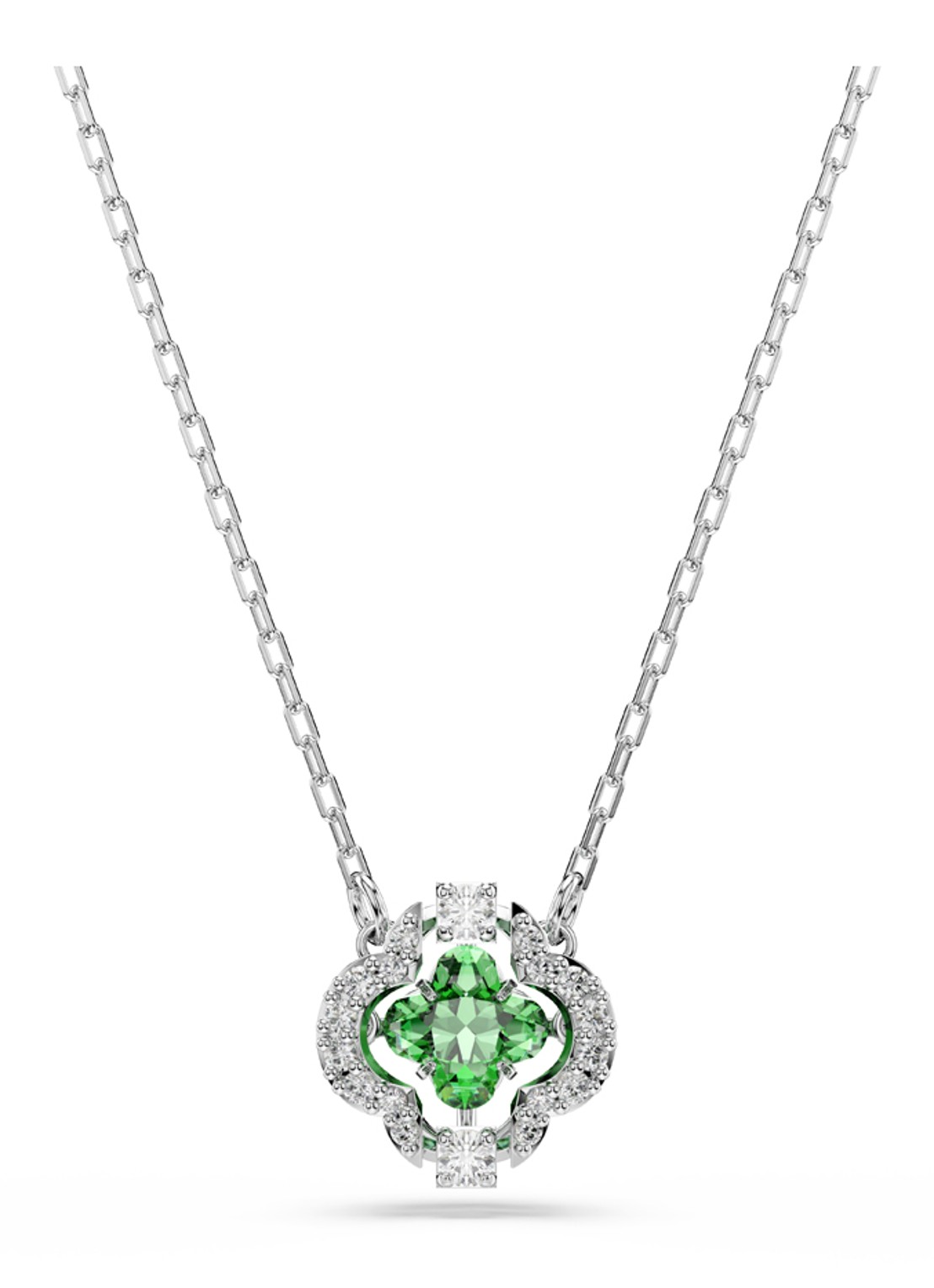 Swarovski Una ketting met kristal - voorkant zilver