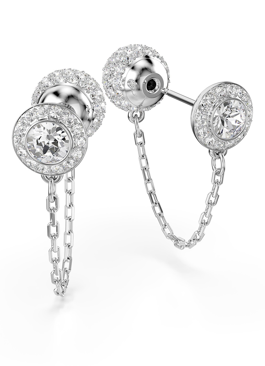 Swarovski Una oorhangers met kristal - detail 4 zilver