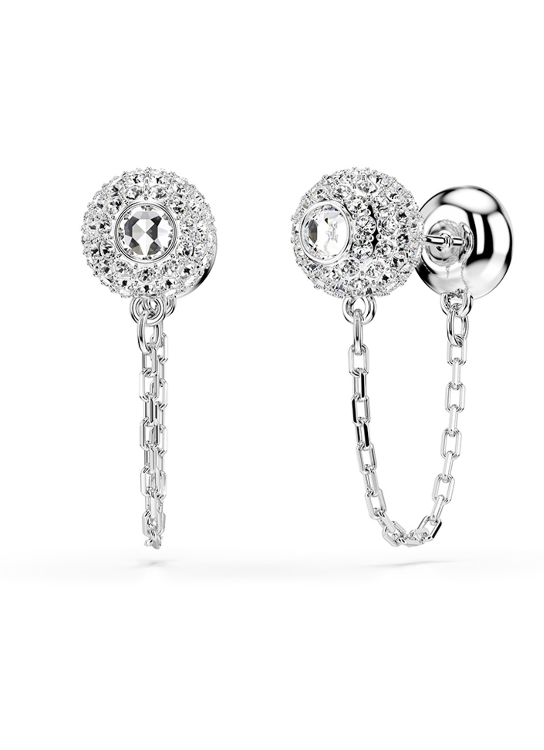 Swarovski Una oorhangers met kristal - detail 5 zilver
