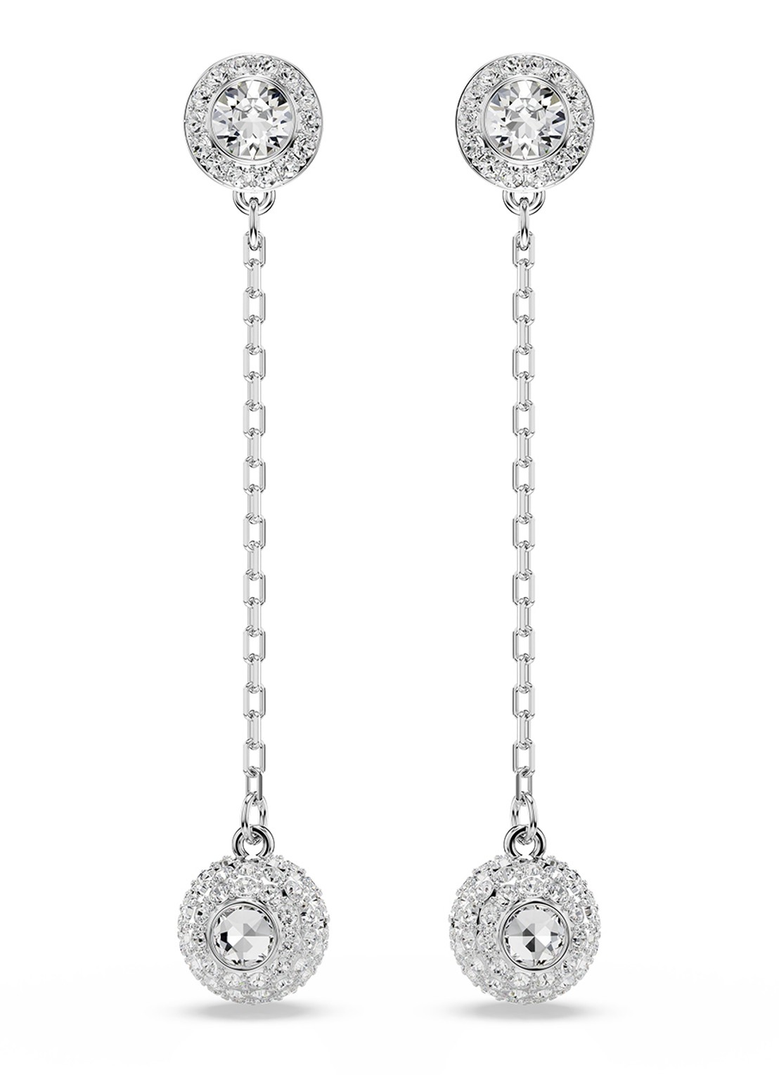 Swarovski Una oorhangers met kristal - voorkant 6 zilver