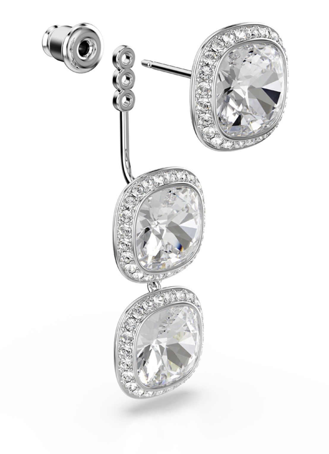 Swarovski Una oorhangers met kristal - detail 3 zilver