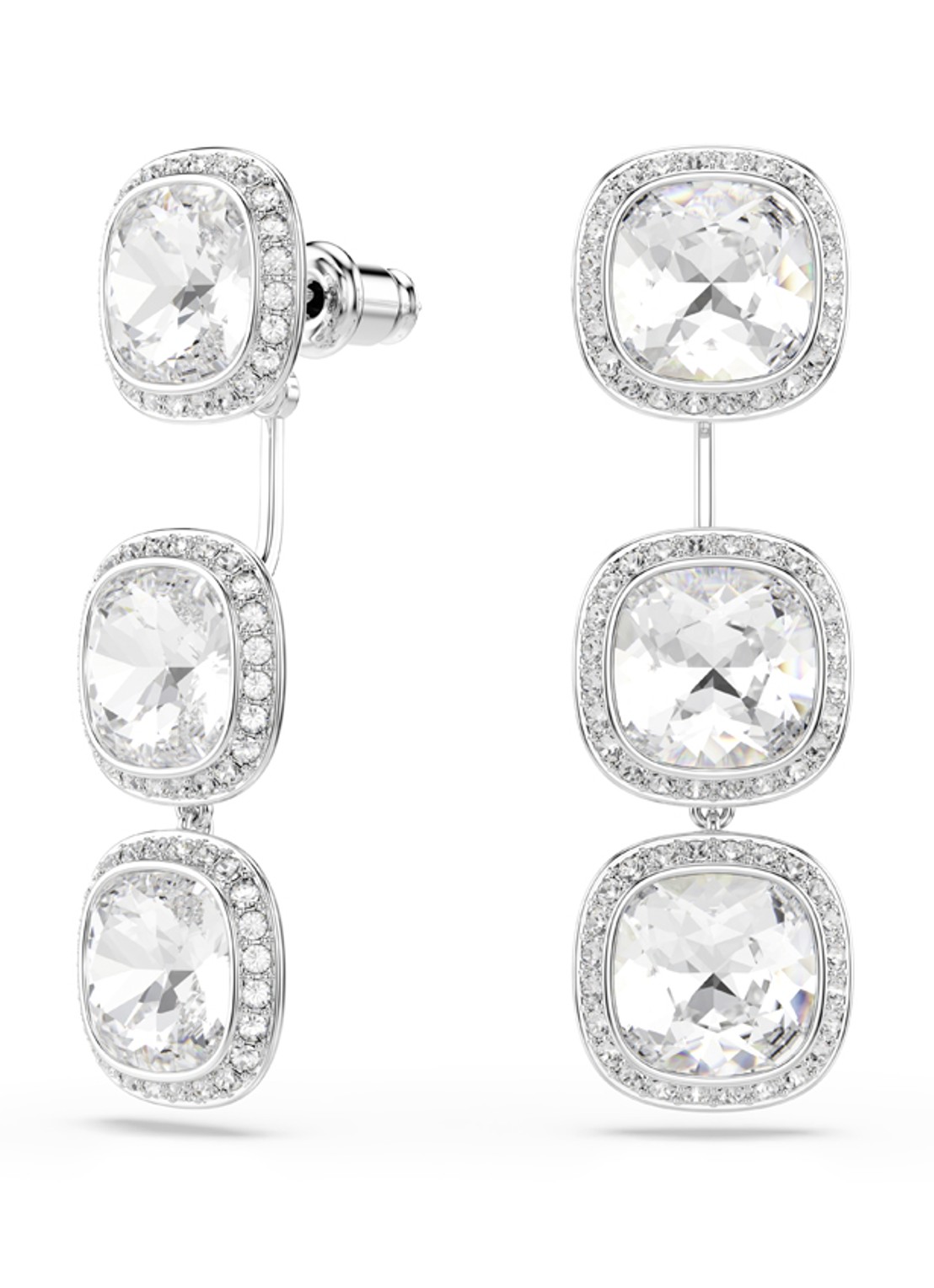 Swarovski Una oorhangers met kristal - voorkant zilver