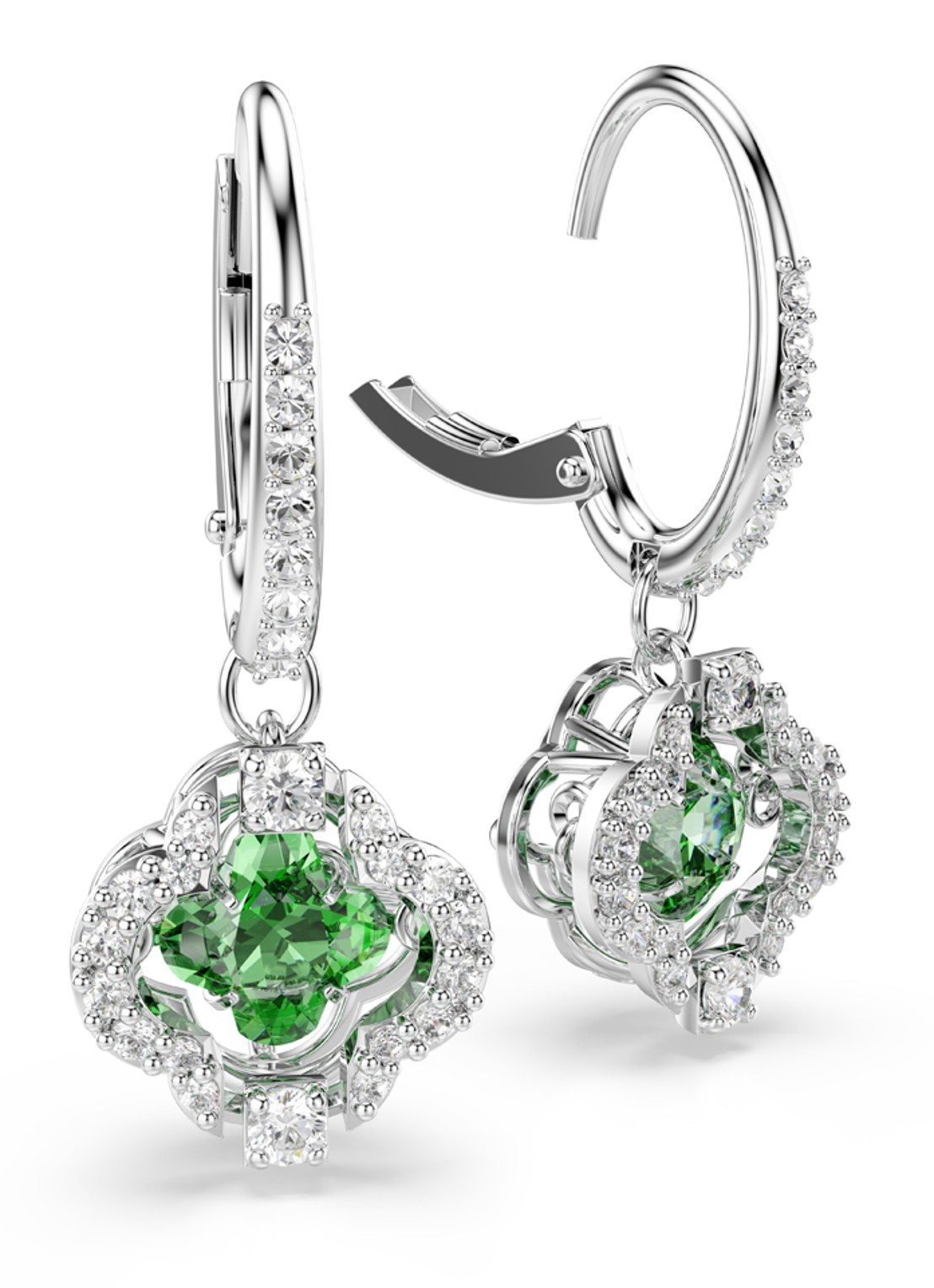 Swarovski Una oorhangers met kristal - detail 2 groen