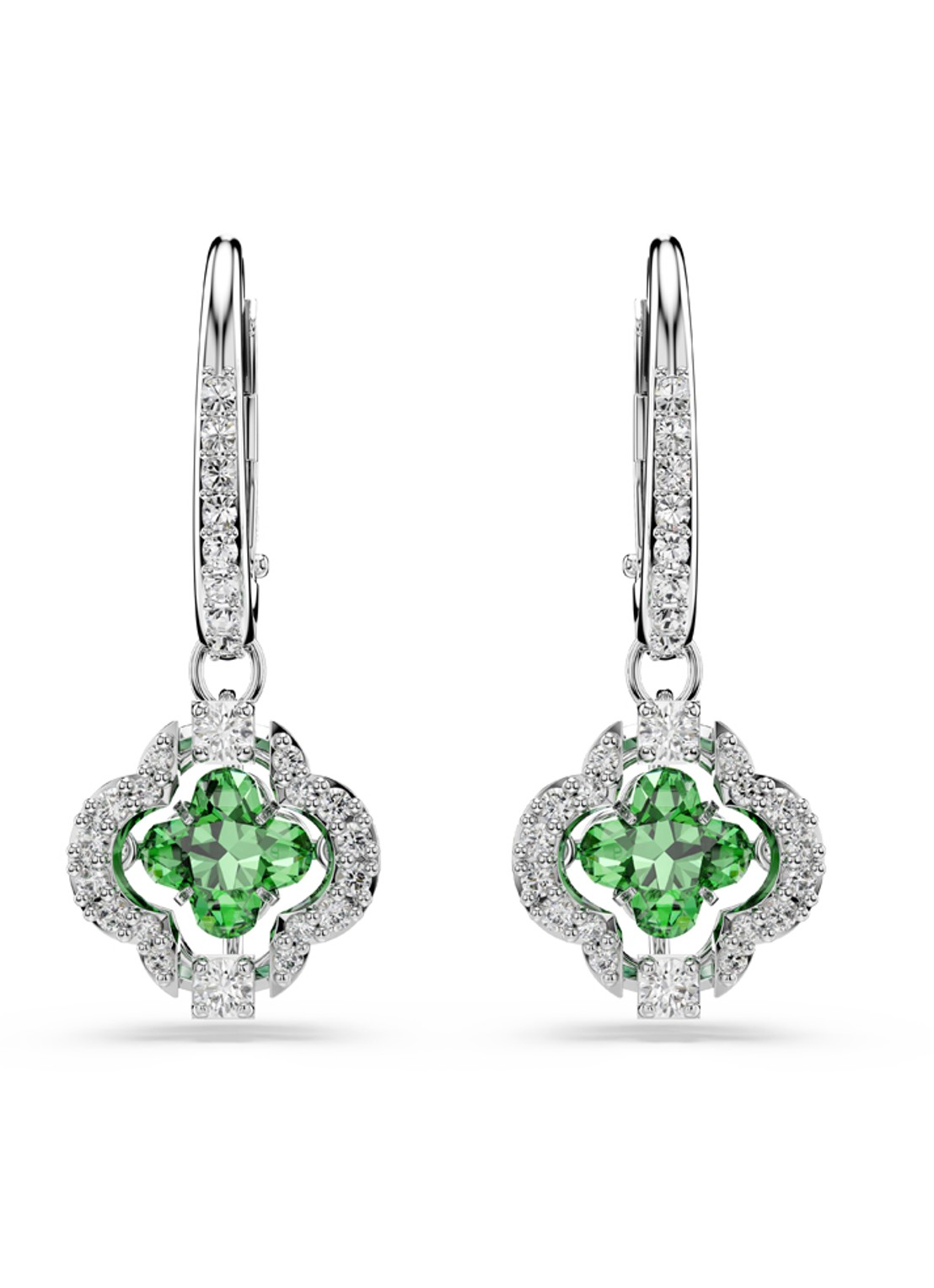Swarovski Una oorhangers met kristal - voorkant 4 groen