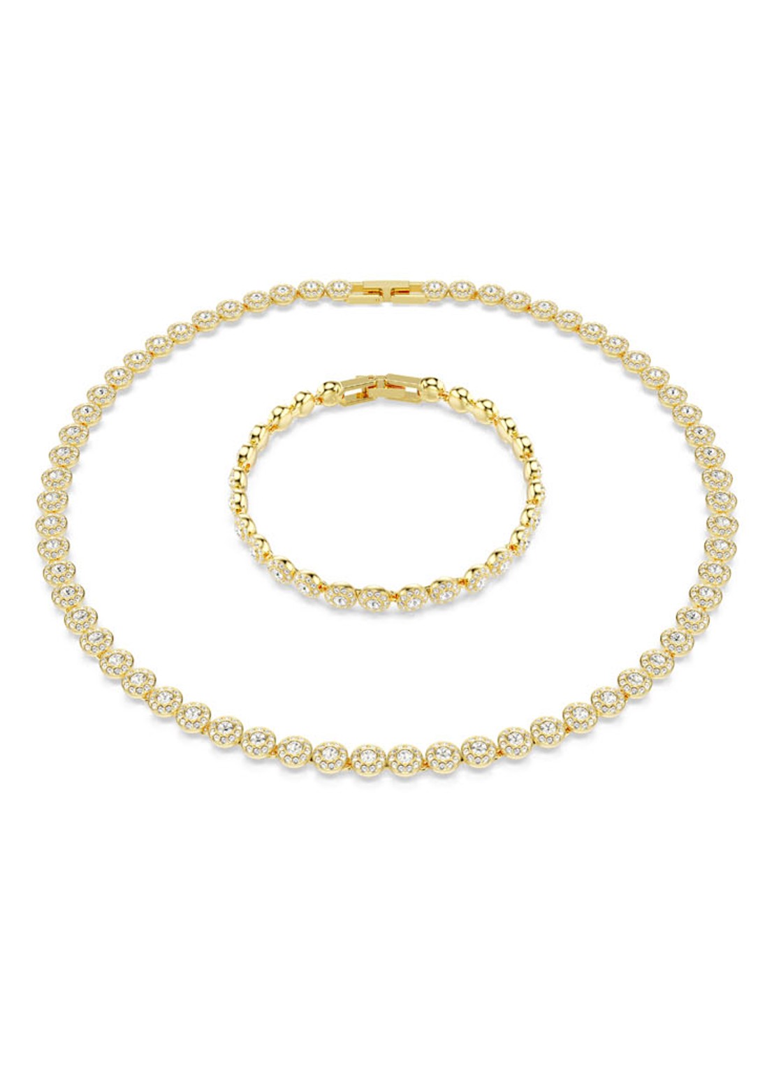 Swarovski Una set van ketting en armband verguld  - voorkant goud