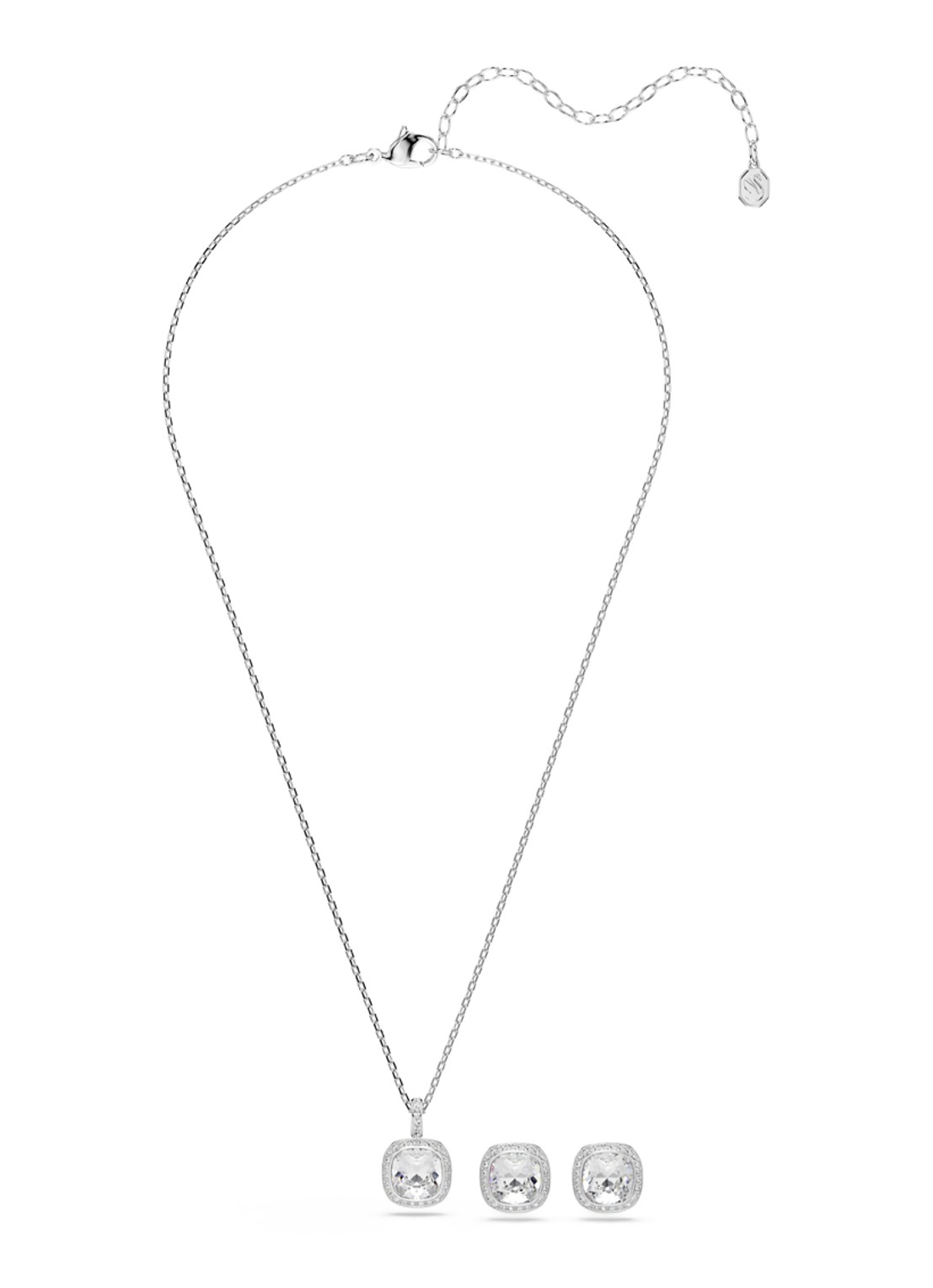 Swarovski Una set van ketting en oorstekers met kristal - detail 2 zilver