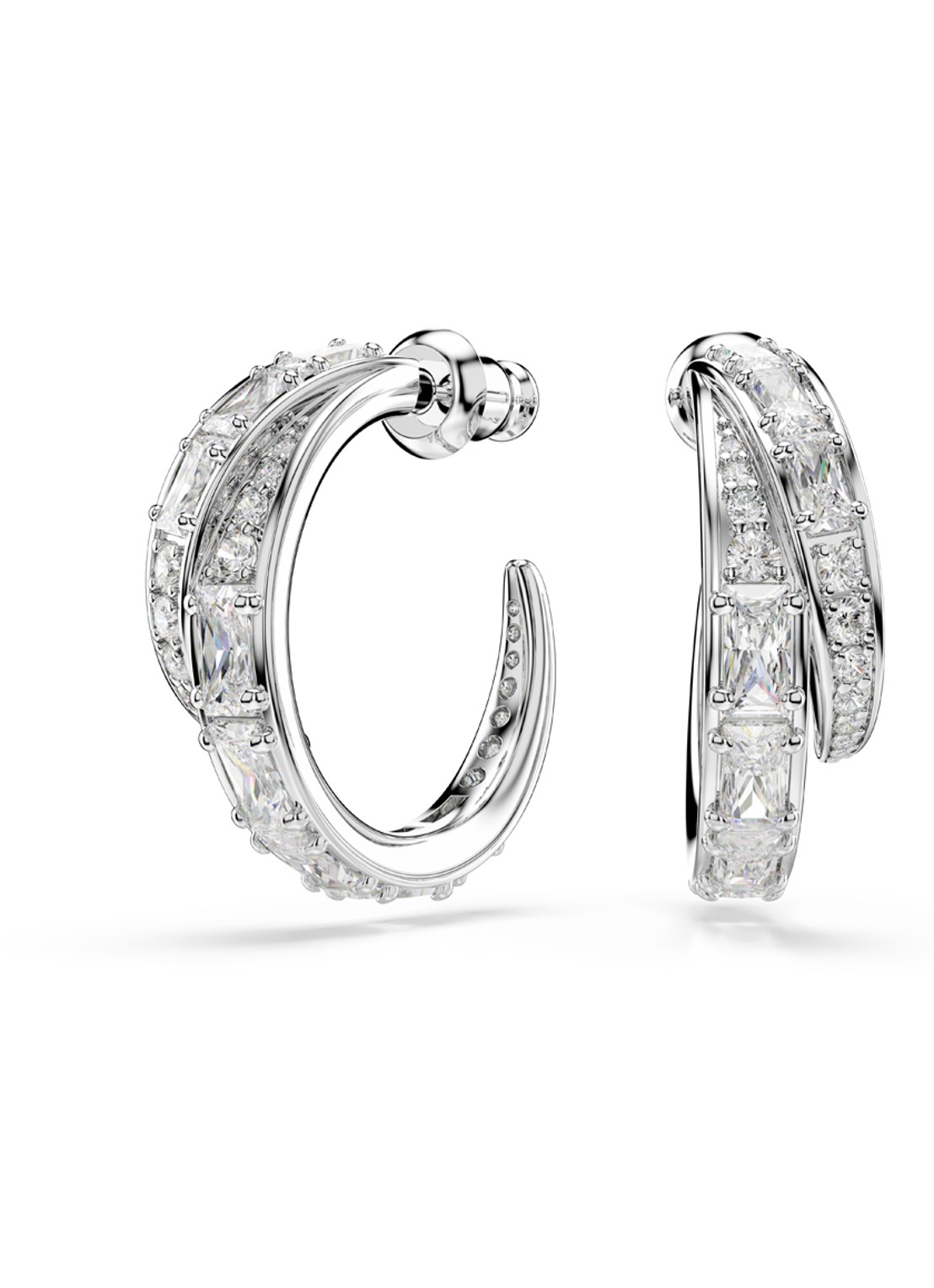 Swarovski Vienna oorringen met kristal - voorkant zilver