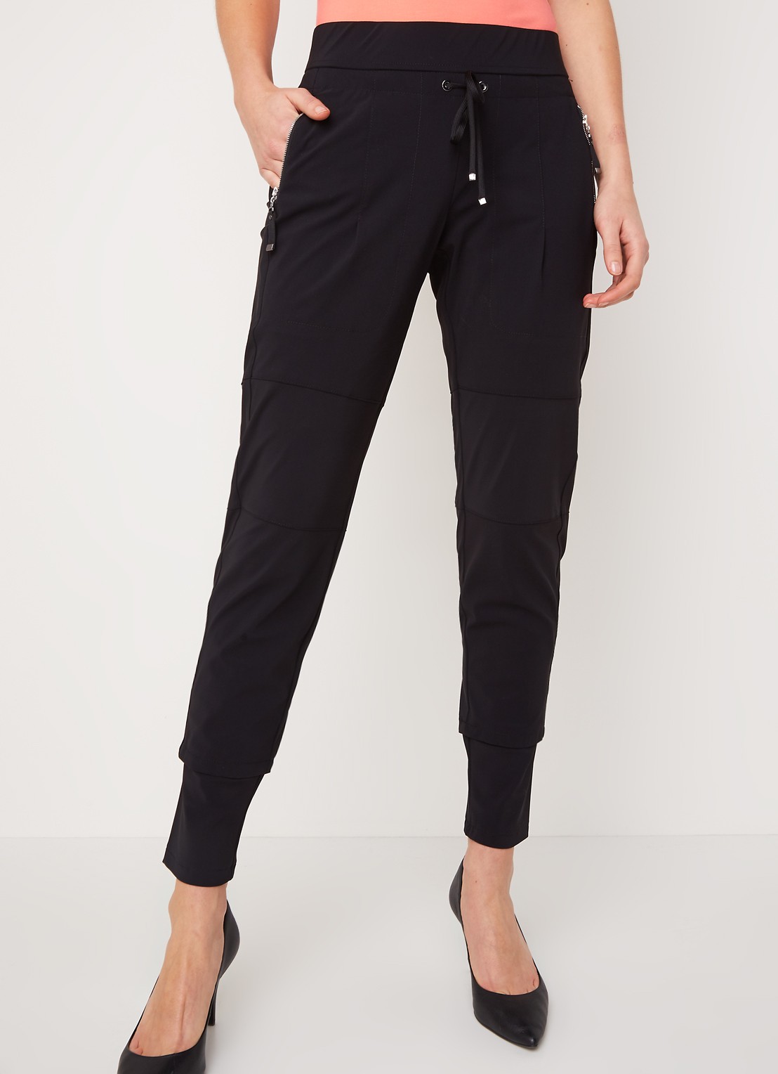 Tapered fit track pants met drawstring - detail 4 zwart