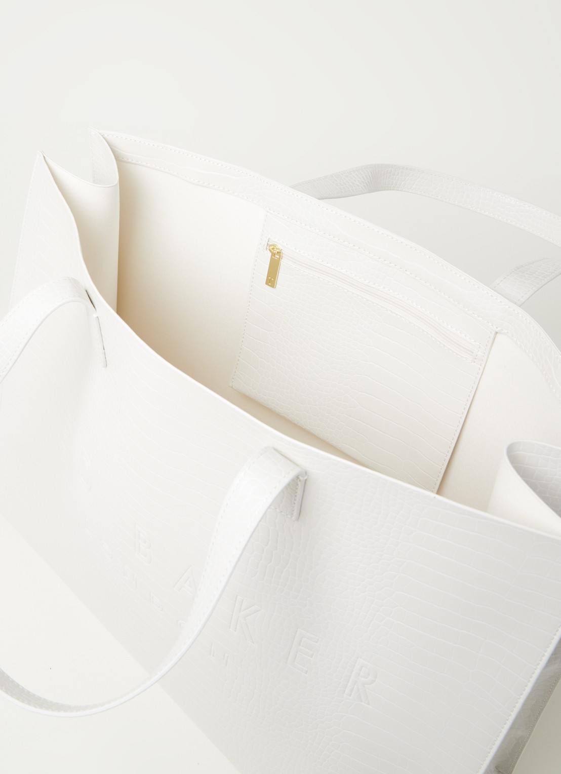 Ted Baker Alicon shopper met crocostructuur - detail creme