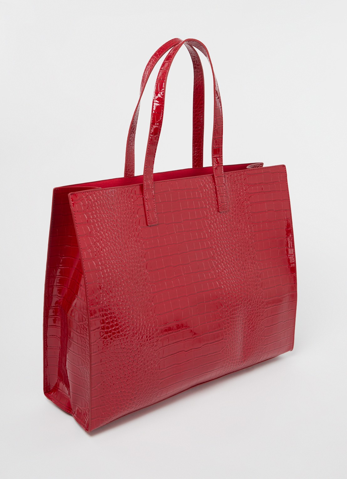 Ted Baker Alicon shopper met crocostructuur - achterkant donkerrood
