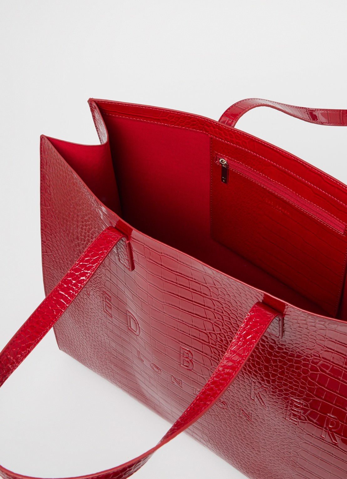Ted Baker Alicon shopper met crocostructuur - detail 2 donkerrood