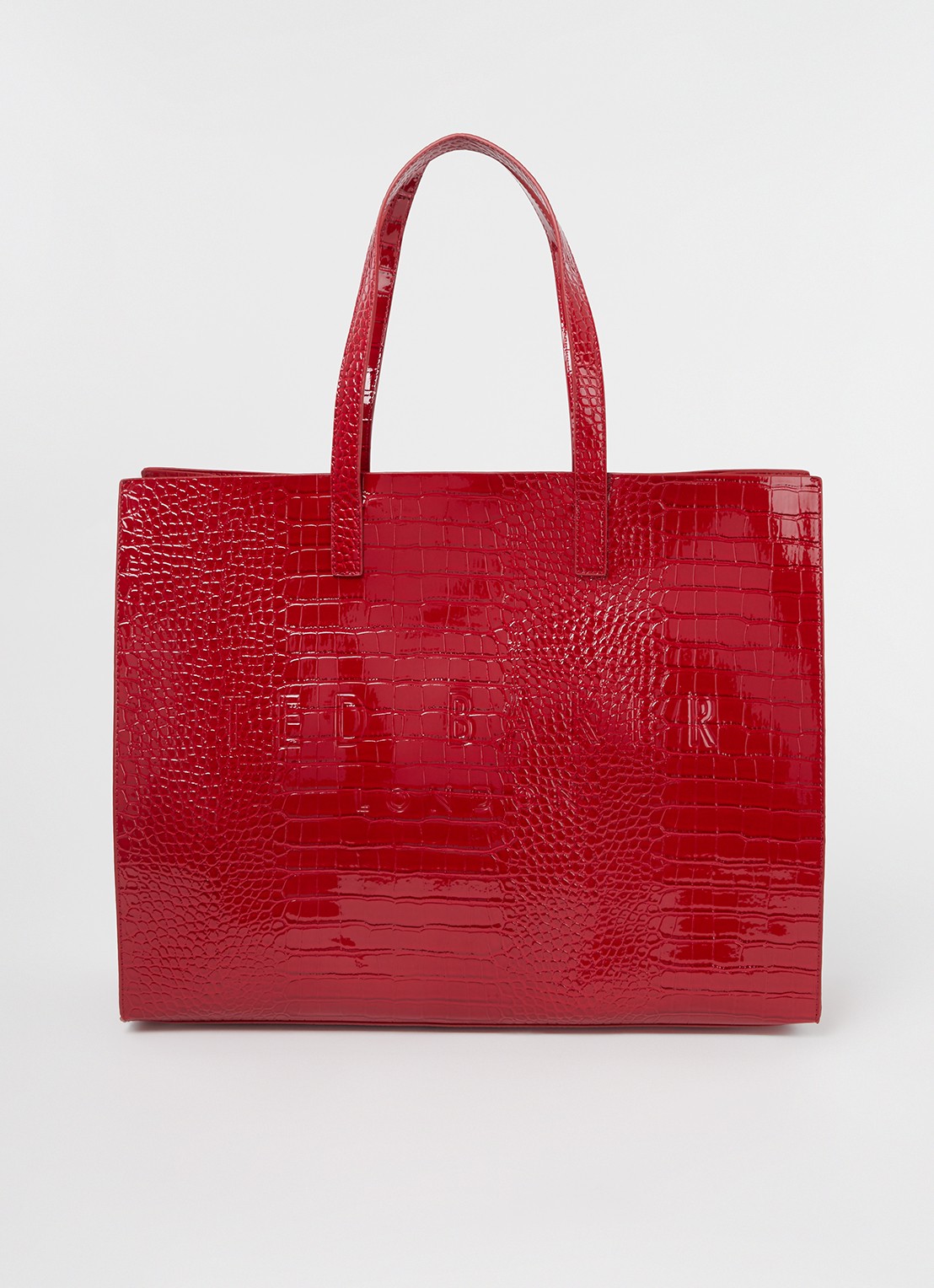 Ted Baker Alicon shopper met crocostructuur - voorkant 4 donkerrood