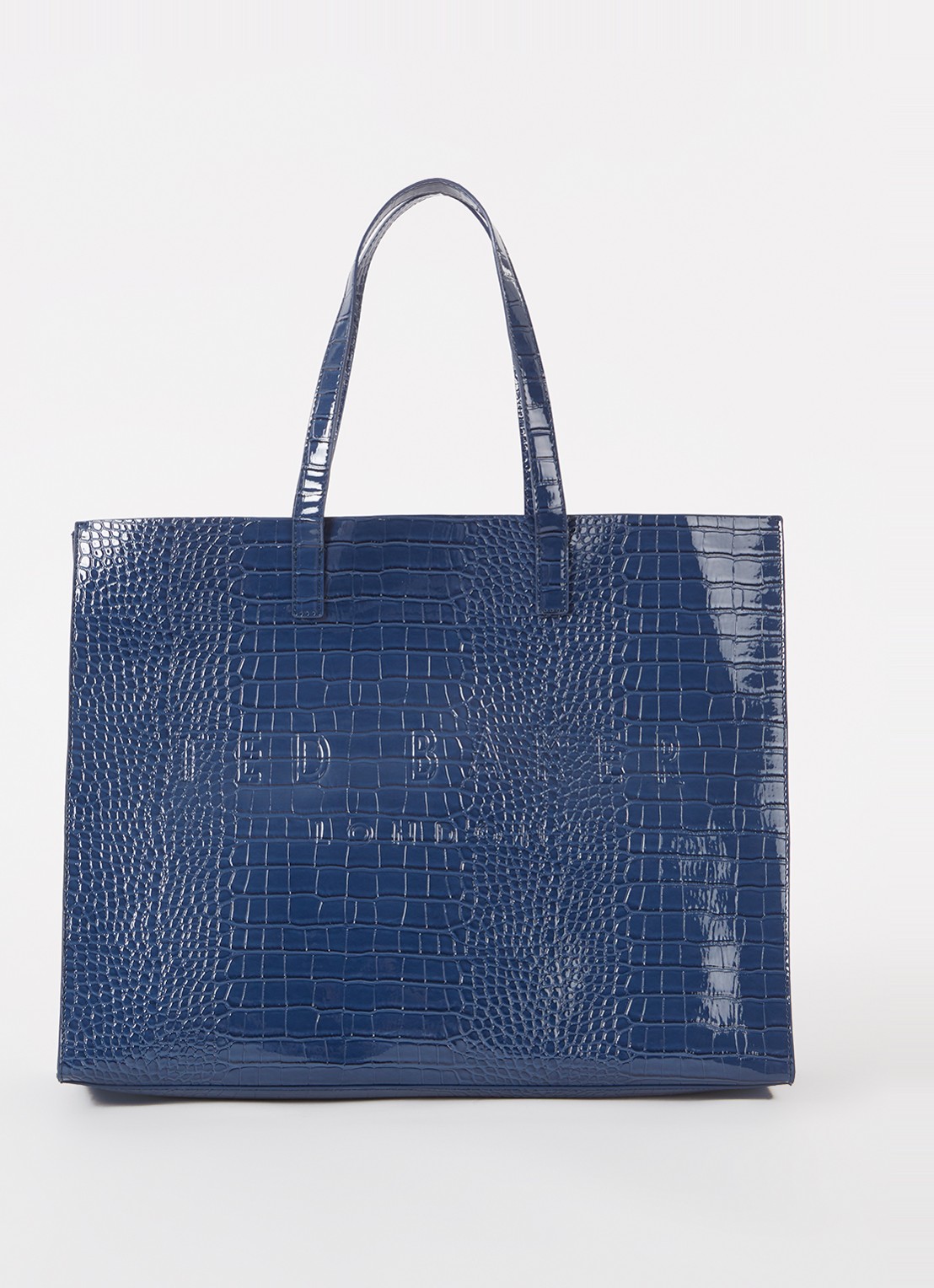 Ted Baker Alicon shopper met crocostructuur - voorkant donkerblauw