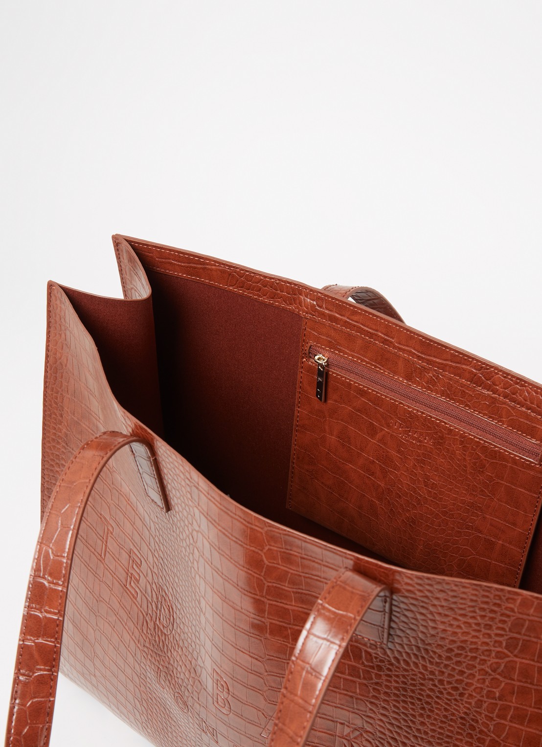 Ted Baker Alicon shopper met crocostructuur - detail 3 bruin