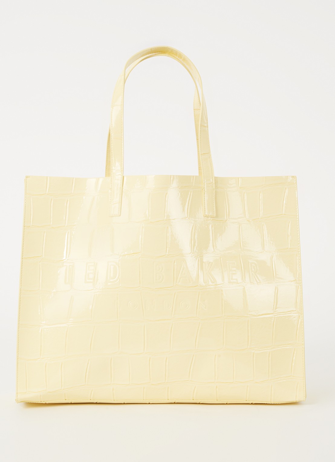Ted Baker Alicon shopper met crocostructuur - voorkant 4 lichtgeel