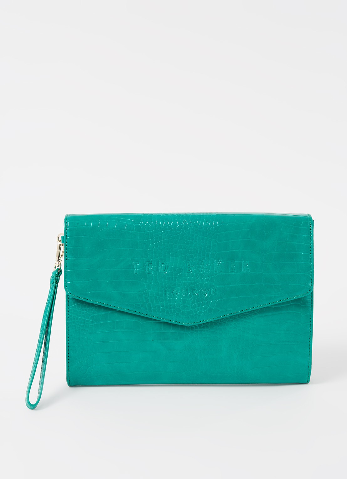 Ted Baker Crocey clutch met crocostructuur - voorkant groen