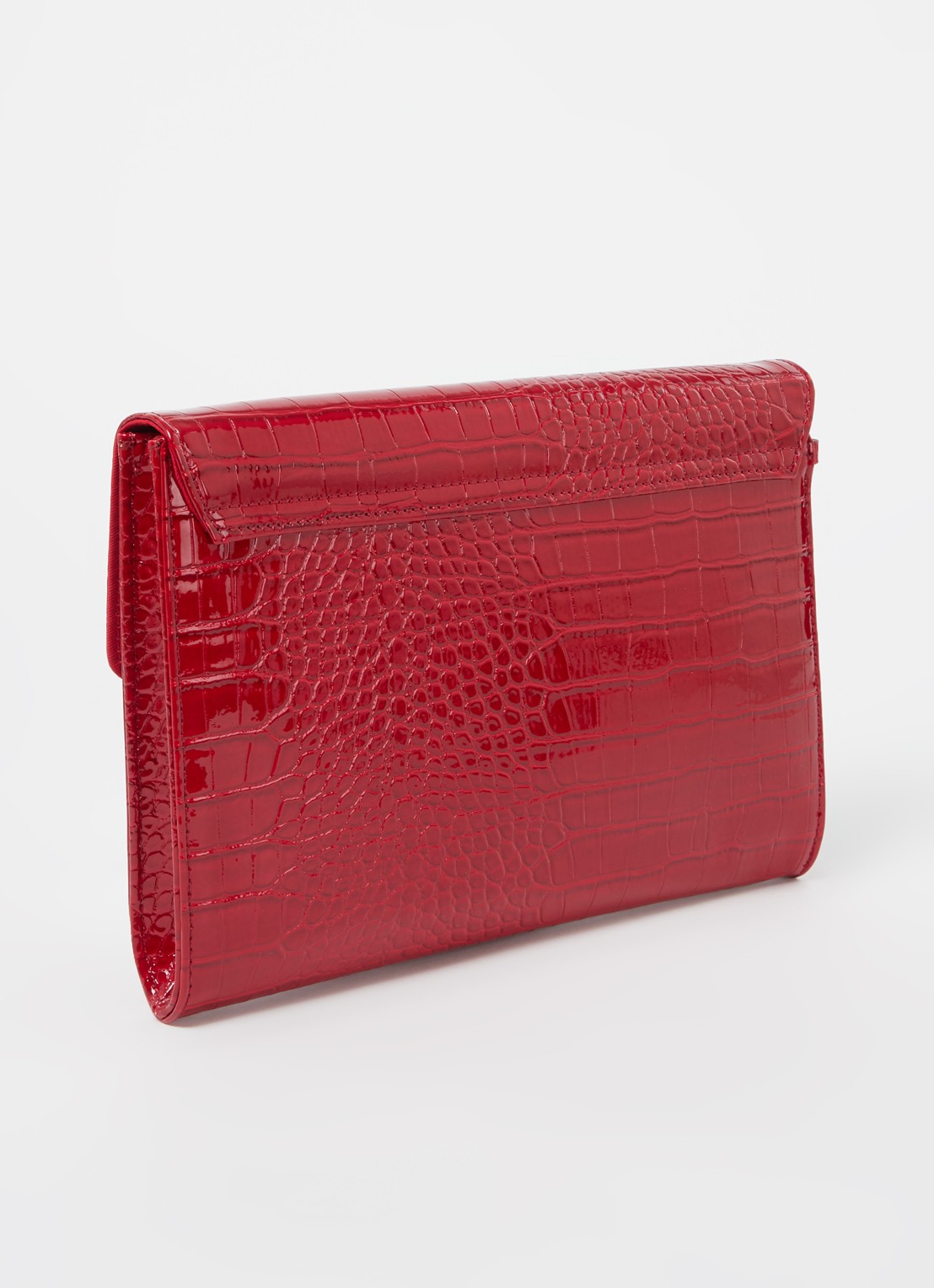 Ted Baker Crocey clutch met crocostructuur - achterkant 3 donkerrood