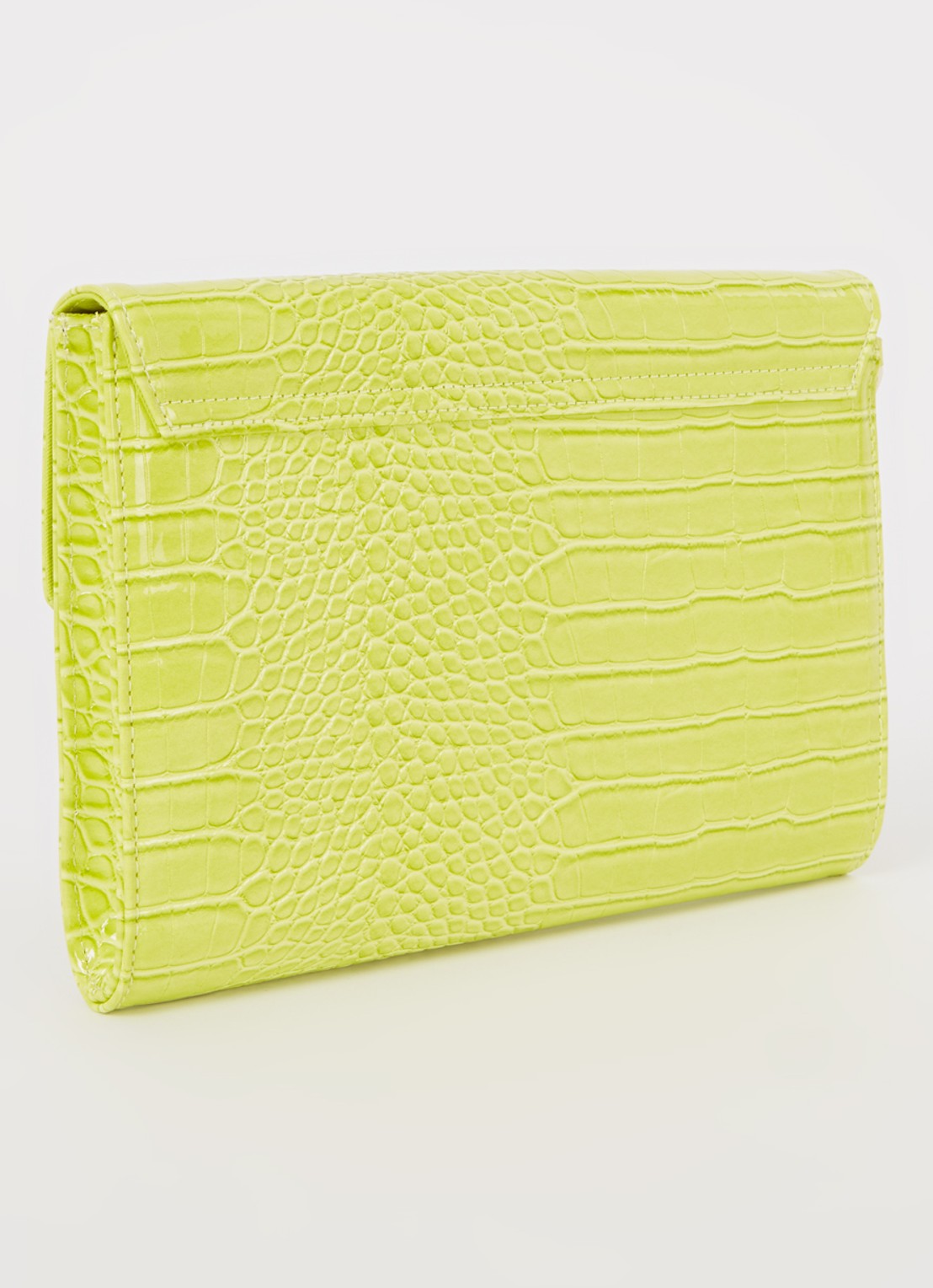 Ted Baker Crocey clutch met crocostructuur - achterkant lime