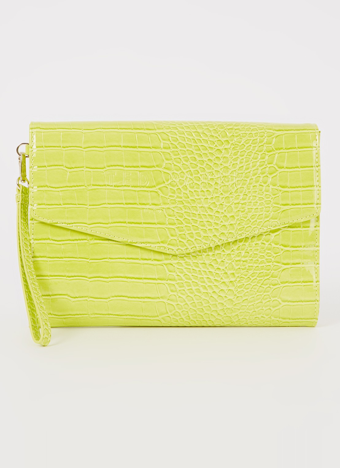 Ted Baker Crocey clutch met crocostructuur - voorkant 2 lime