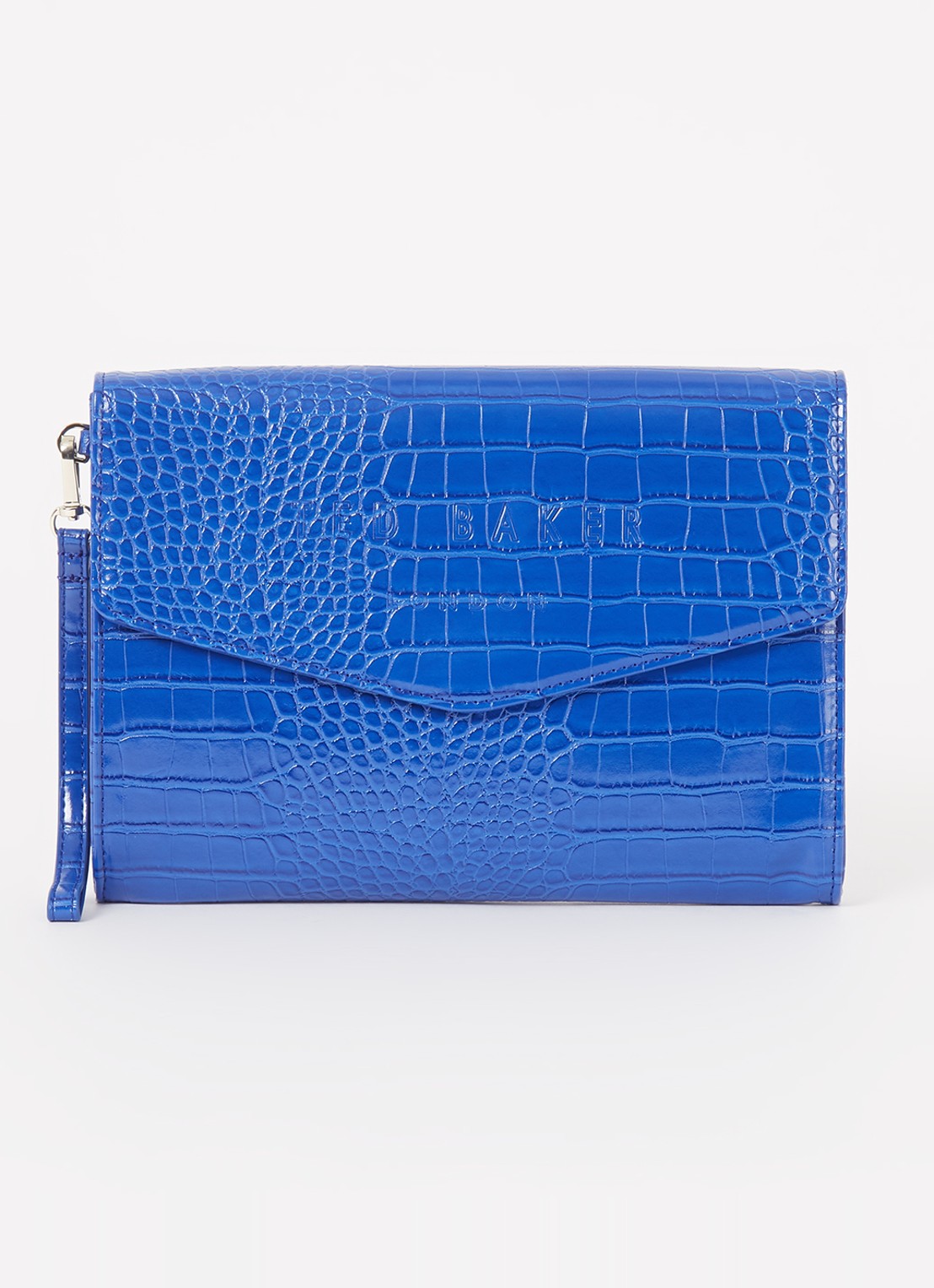 Ted Baker Crocey clutch met crocostructuur - voorkant blauw