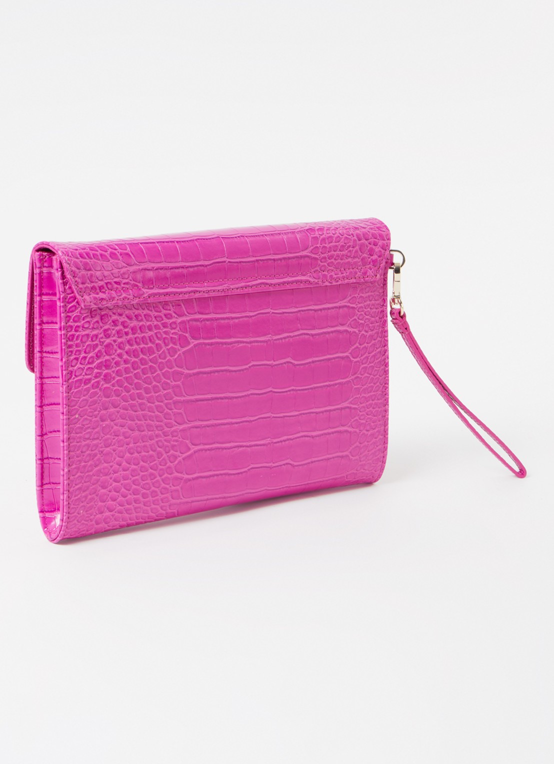 Ted Baker Crocey clutch met crocostructuur - achterkant 4 fuchsia