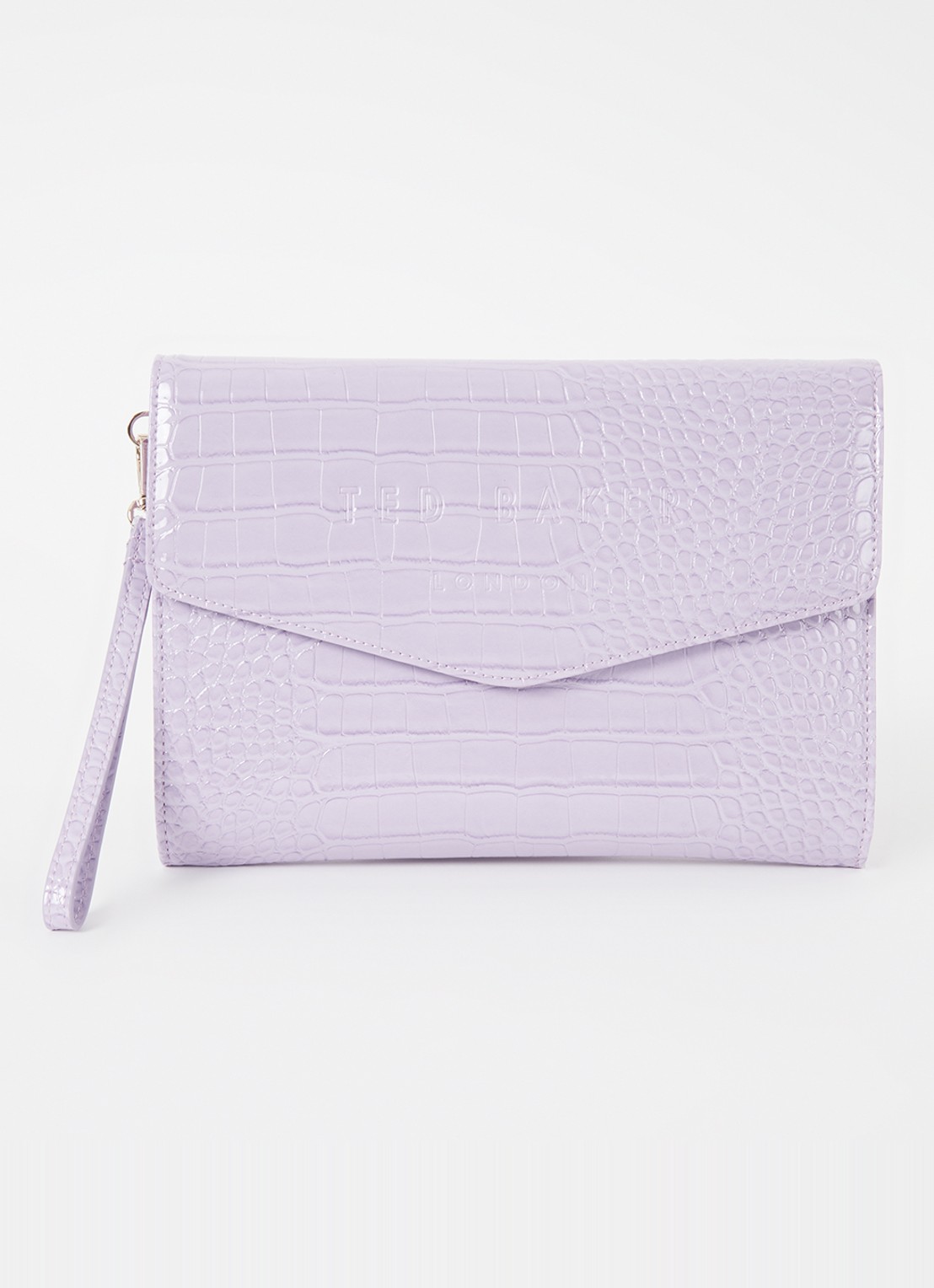 Ted Baker Crocey clutch met crocostructuur - voorkant 3 lila