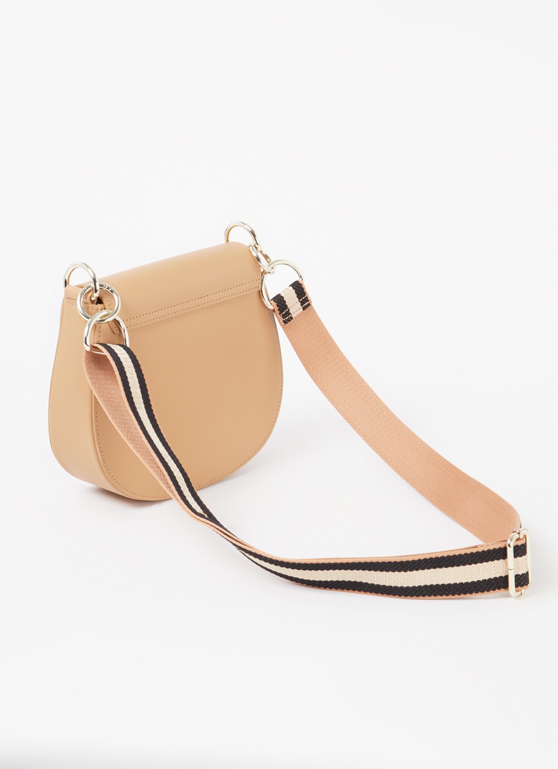 Ted Baker Darcell crossbodytas van leer - achterkant donkerbeige