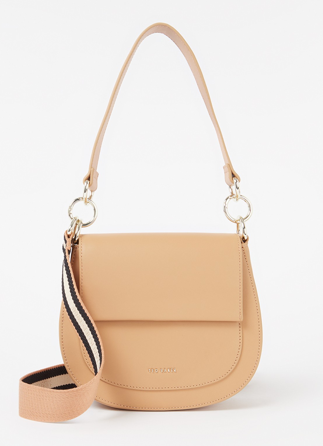 Ted Baker Darcell crossbodytas van leer - voorkant 4 donkerbeige