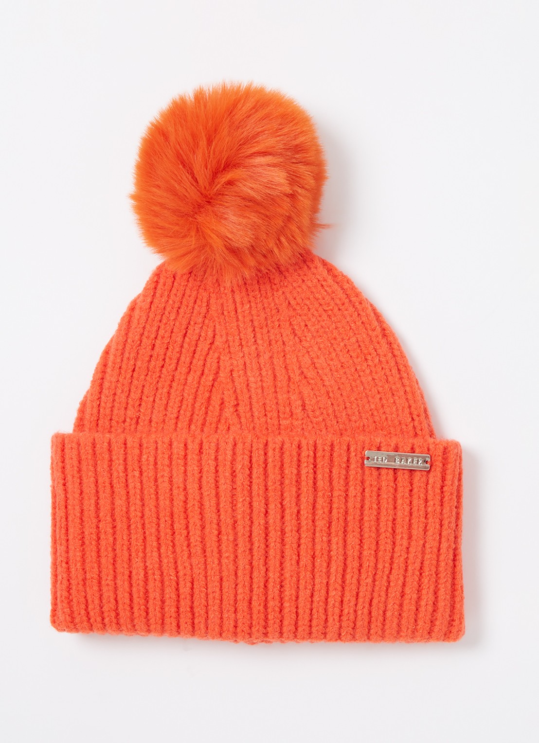 Ted Baker Emilyys grofgebreide muts met logo - voorkant orange