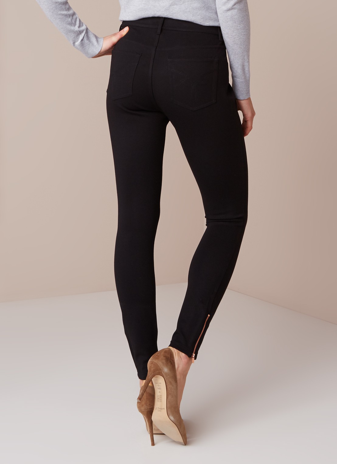 Ted Baker Fioni skinny jegging met ritsdetails - achterkant diepzwart